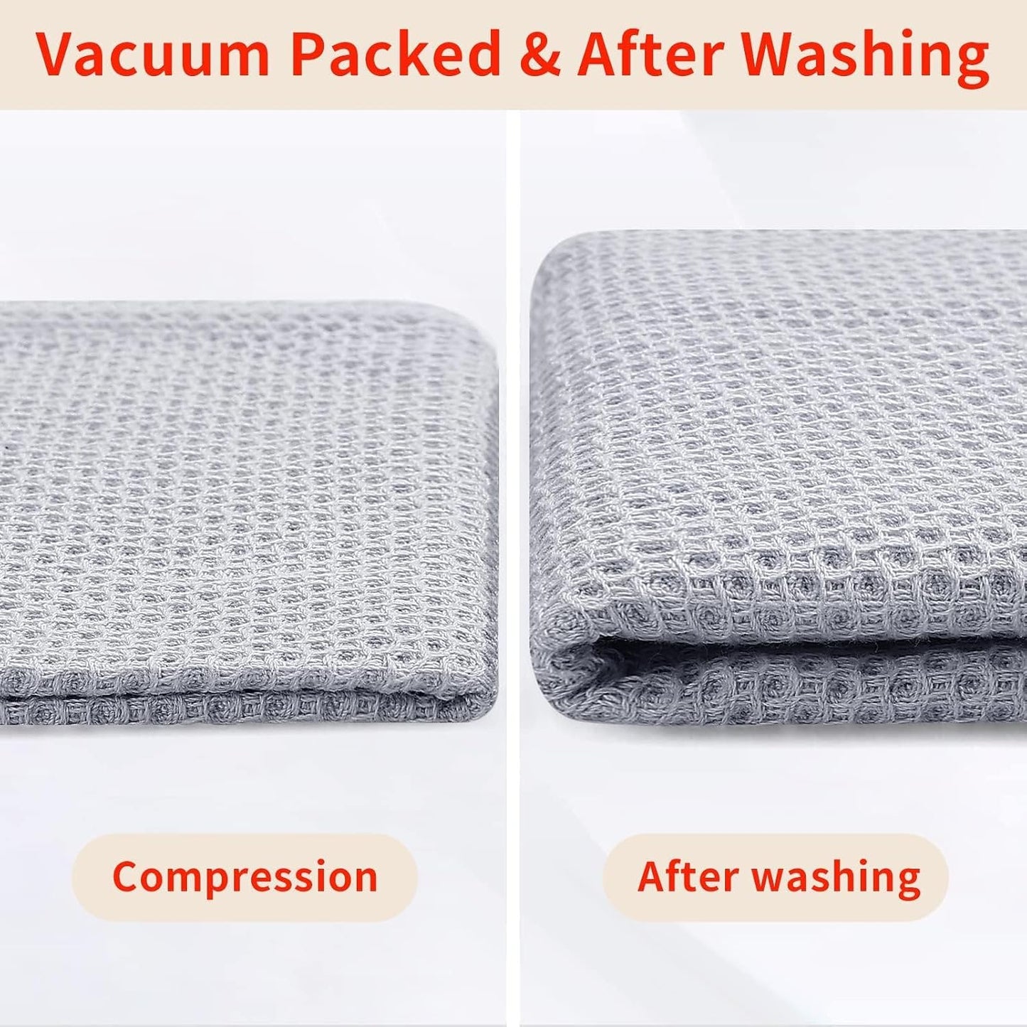 Homaxy 100% Cotton Waffle Weave Kitchen Dish Towels 12-Pack, Light Gray | 13 x 28 Inches, Ultra Soft Absorbent Dish