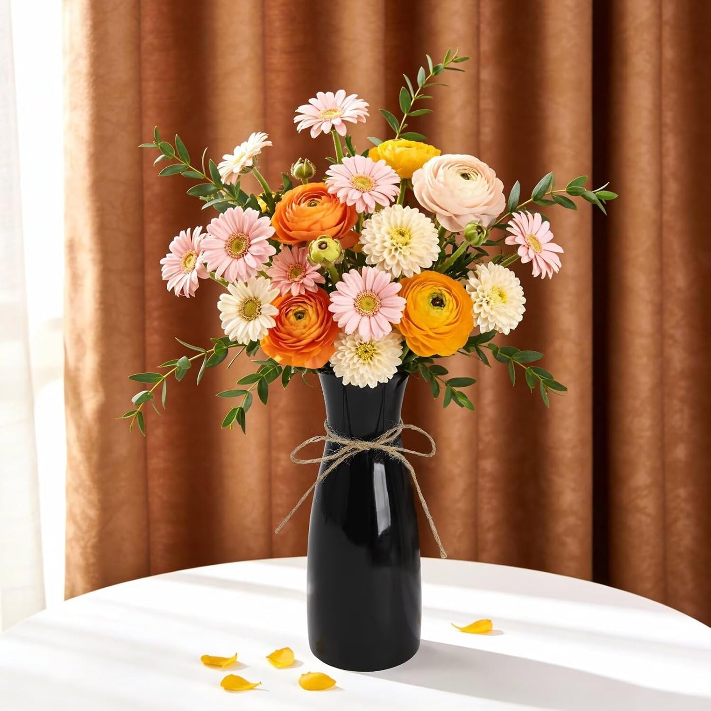 Small Vase Ceramic Jute Rope Simple Vases / Black / Medium
