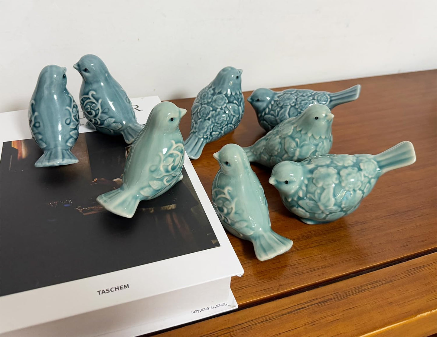 Ceramic Bird Figurines / Blue / Set of 2