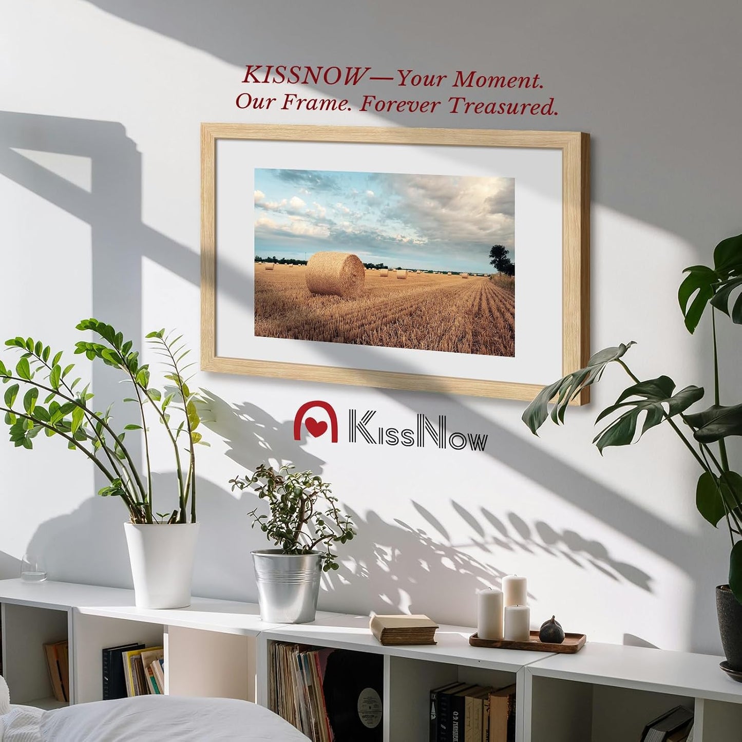 16x24 Picture Frame, Oak Solid Wood, 2 Pack, Wall Hanging for Art | Thick & Wide Border, HD Plexiglass, Horizontal or