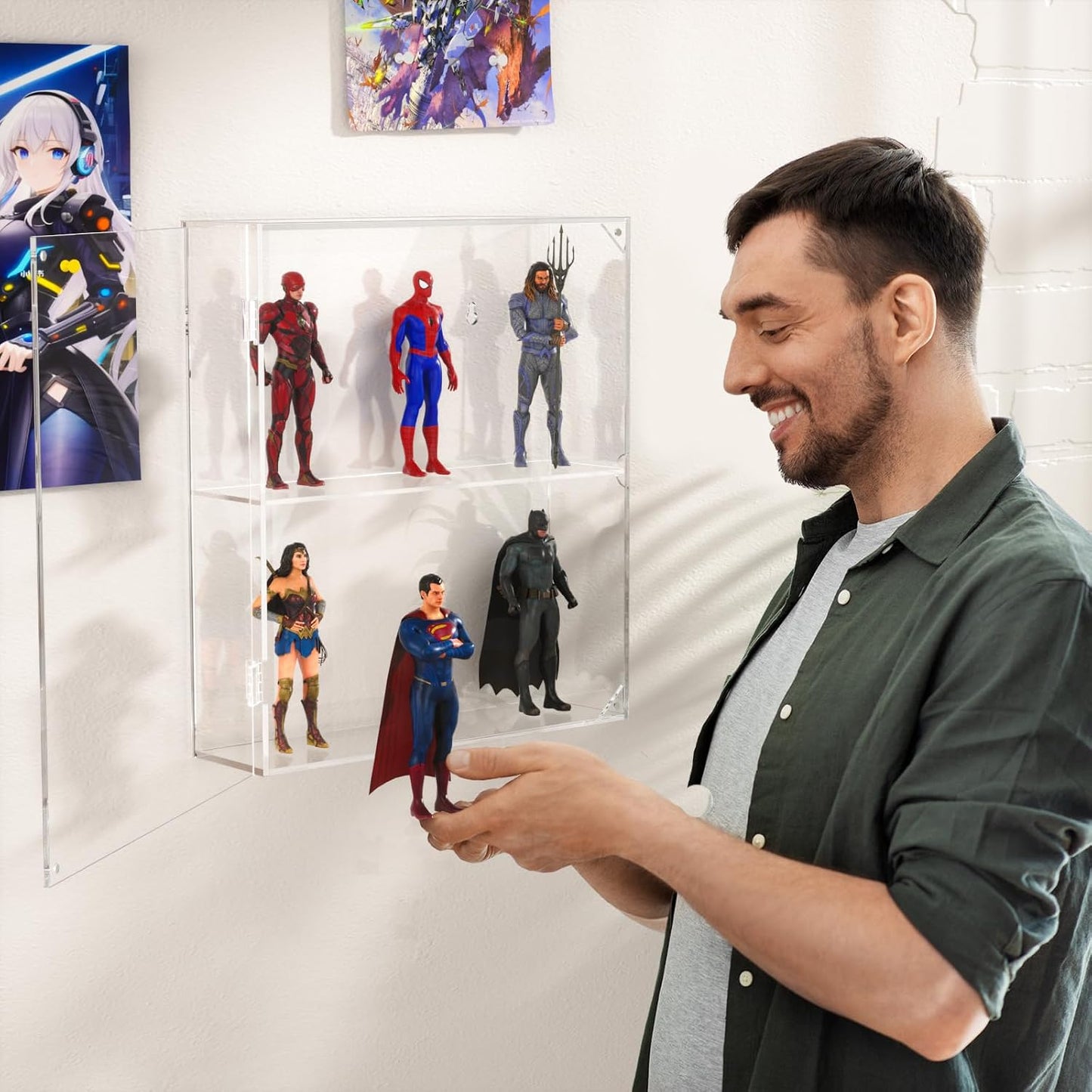 AITEE 2 Tiers Acrylic Display Case for Mini Funko Pop on Wall or Desktop | 11.8"Lx3.4"Wx13.3"H, dustproof, 2 tiers