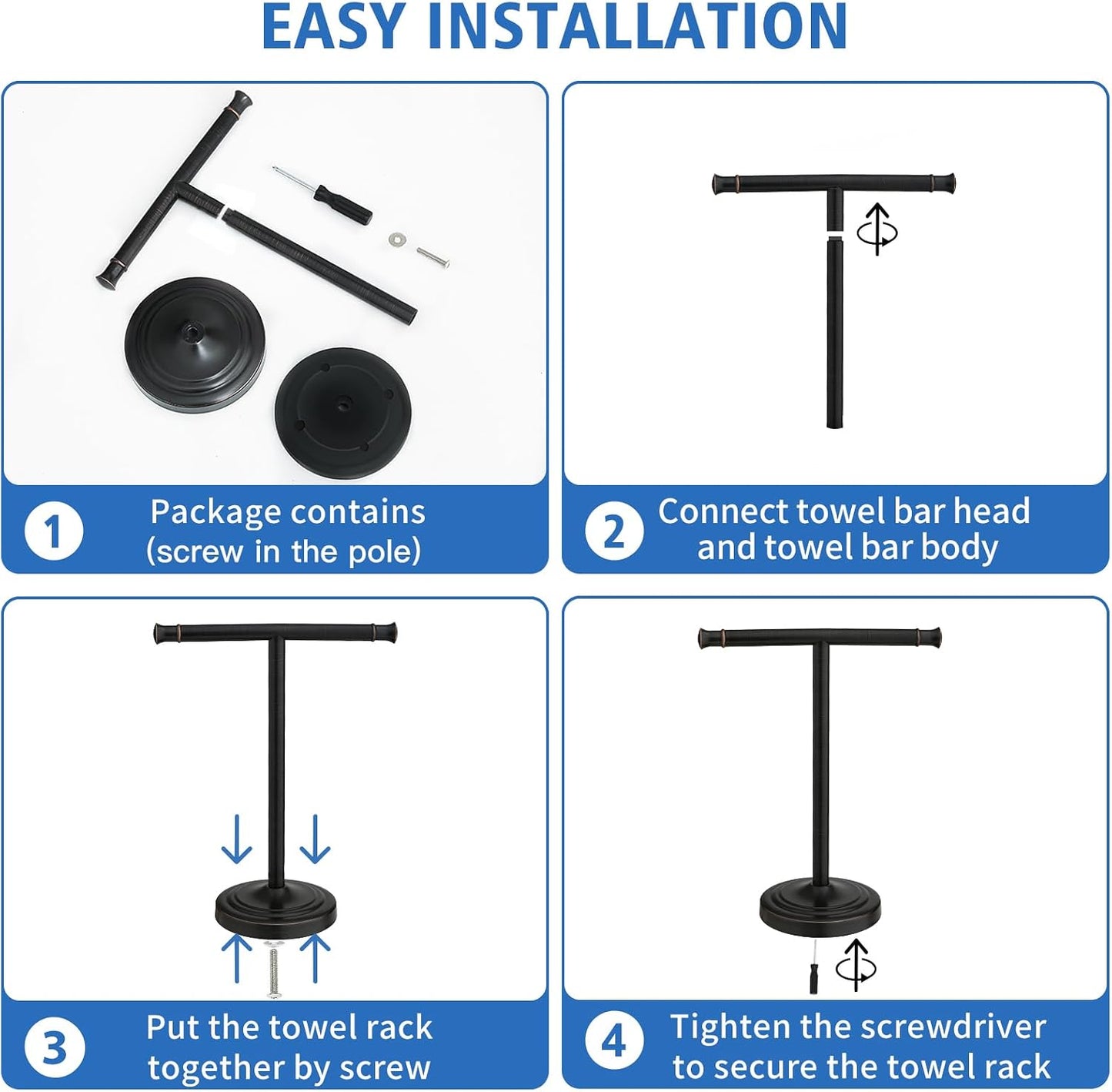 RUMOSE Oil Rubbed Bronze Hand Towel Holder Stand Countertop Towel Rack | 13 Inch Bathroom Kitchen Vanity T-Shape Towel