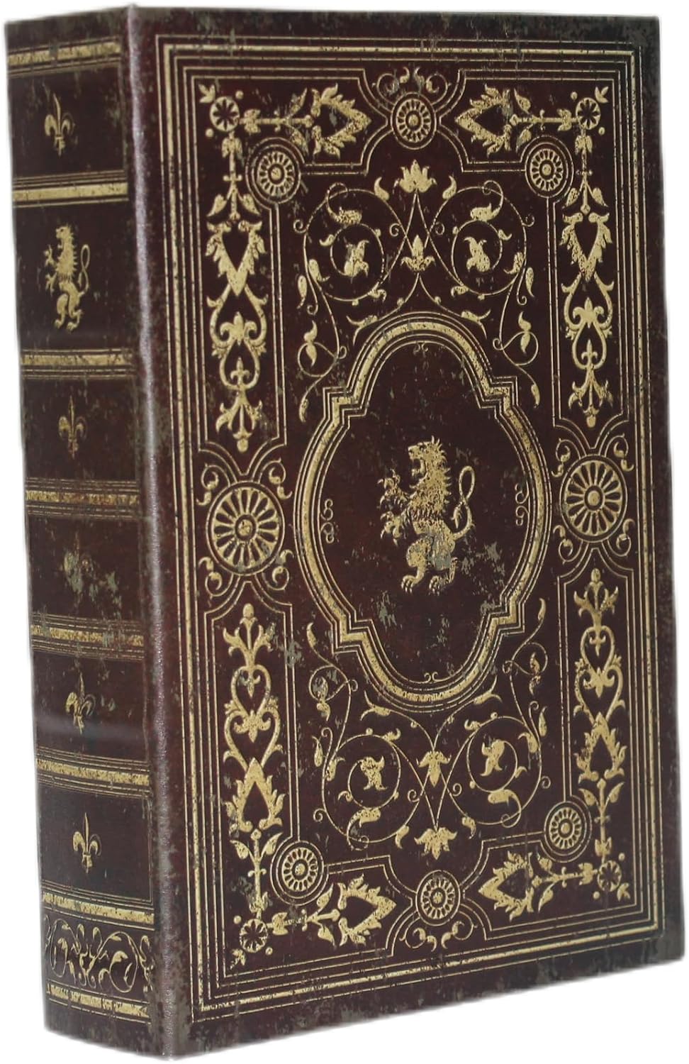 Faux Leather Decorative Book Storage Box / Lion Badge
