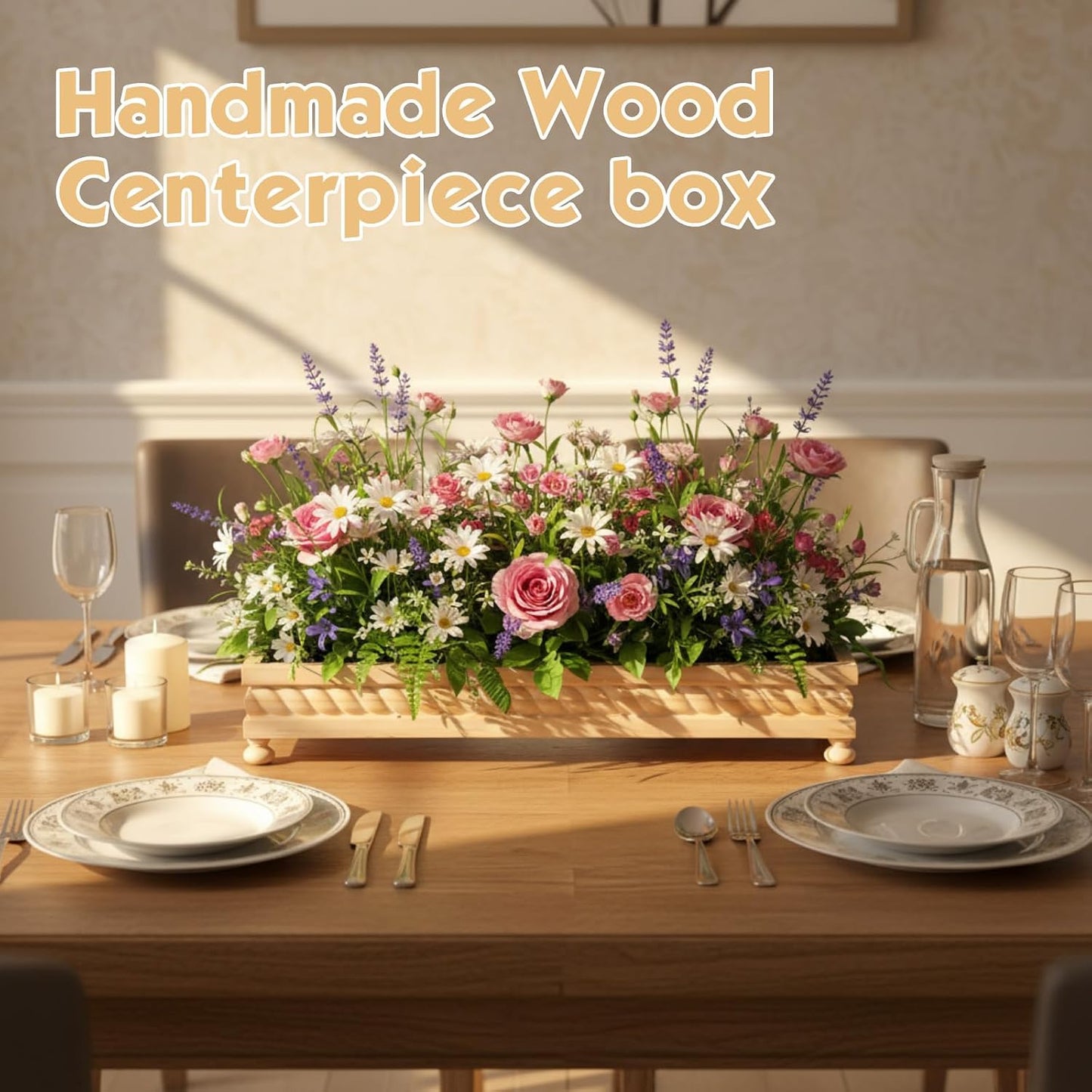 Spring Decorative Wooden Tables Centerpiece Tray / Wood / Set of 24