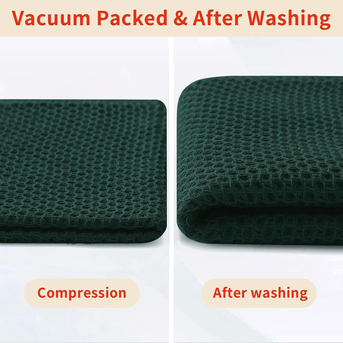 Homaxy 100% Cotton Waffle Weave Kitchen Dish Cloths 18-Pack, Blackish Green | 12 x 12 Inches, Ultra Soft Absorbent Dish