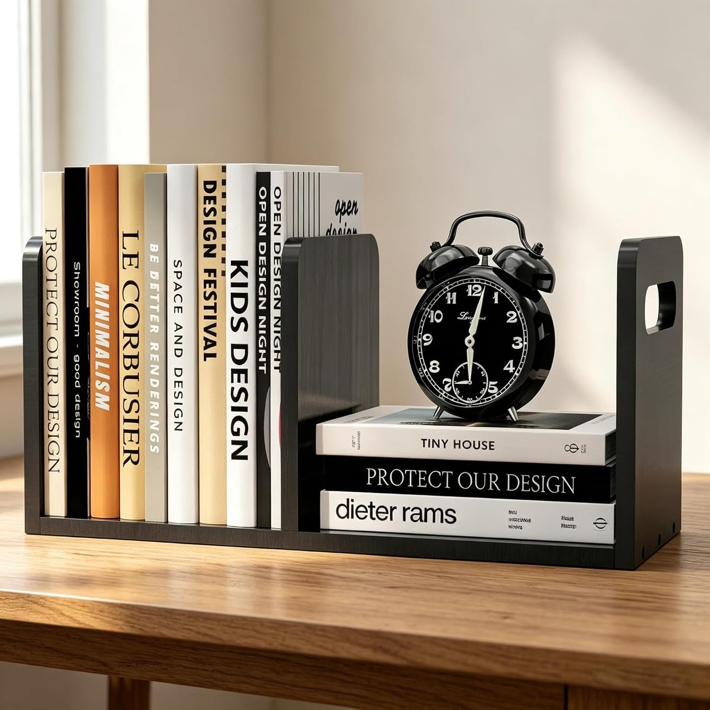 100% Solid Wood Adjustable Desktop Bookshelf / Black
