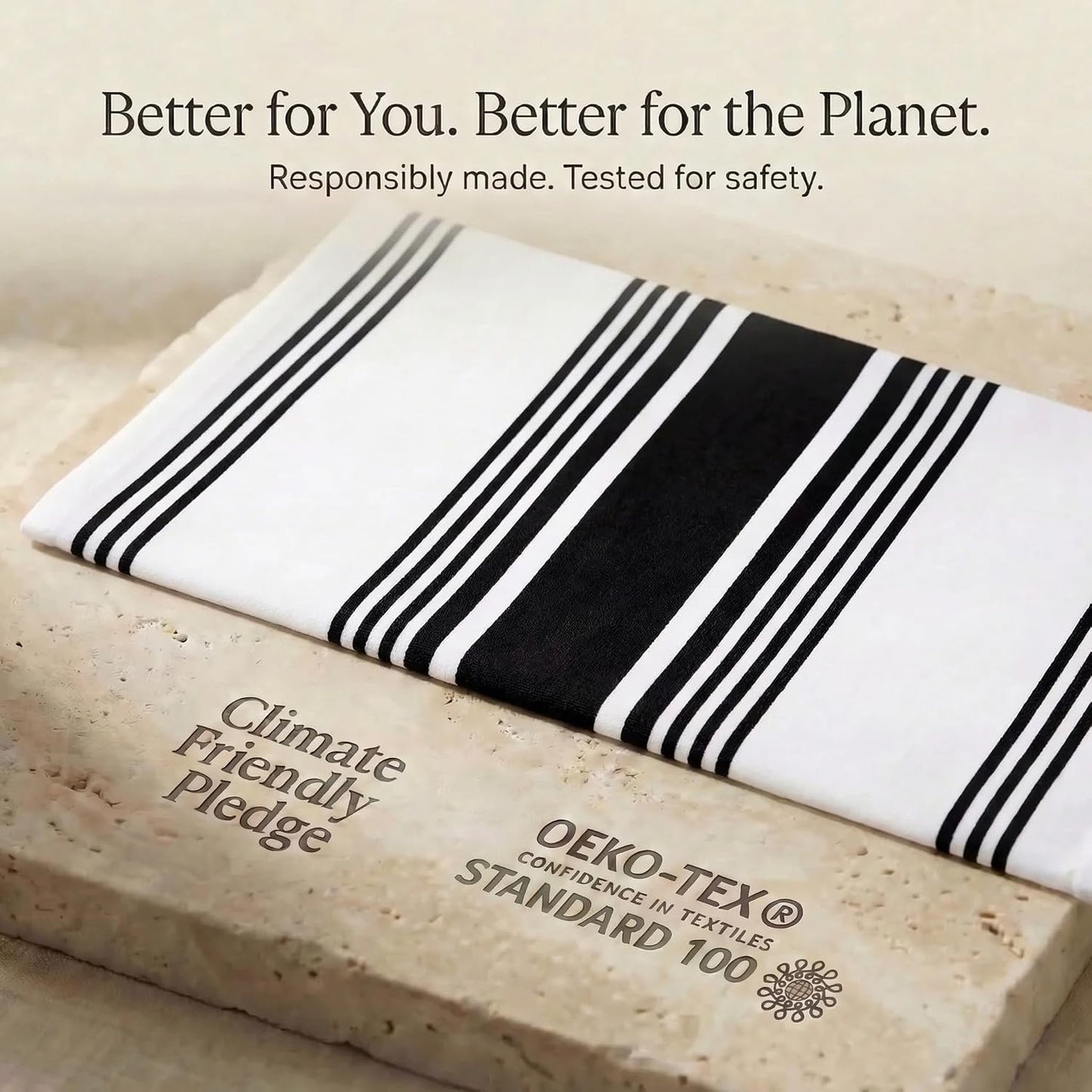 Urban Villa Kitchen Towels Cotton Dish Towels 20”x30” (Set of 6) Black