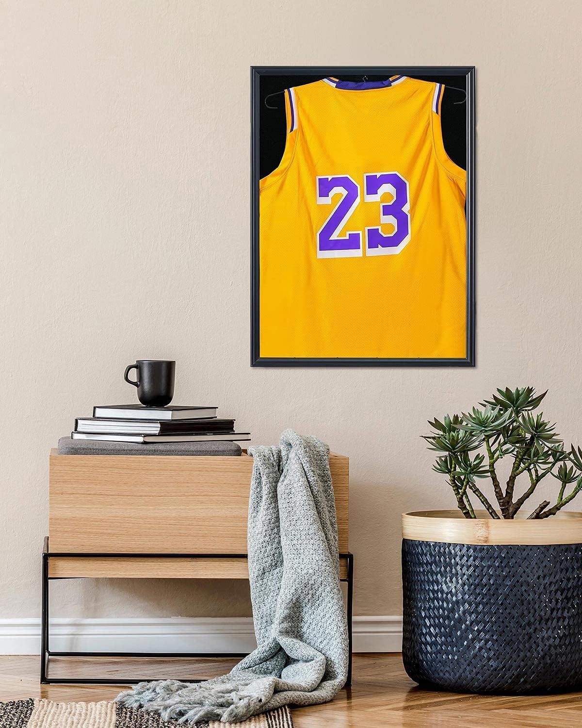 Sports Jersey Frame Display case for 2XL Football Jersey Display | Matte black wood frame, UV shatterproof acrylic
