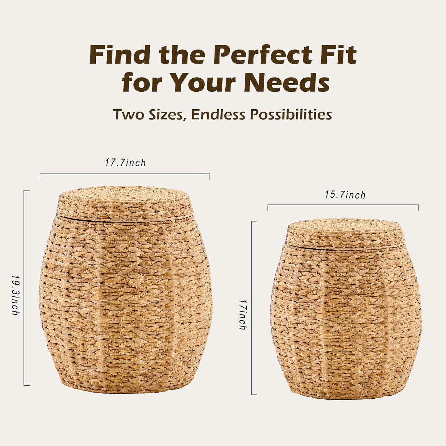 Round Wicker Basket / Natural / Set of 17