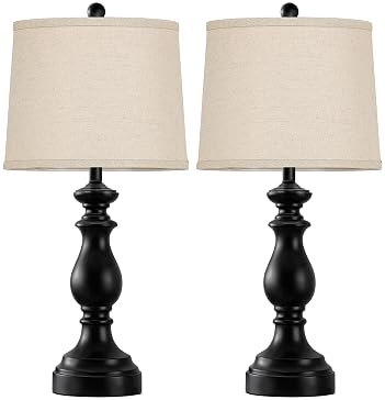 PARTPHONER Traditional Table Lamp Set of 2, Rustic Farmhouse Table Lamps for Living Room Bedroom, 27" Bedside Desk