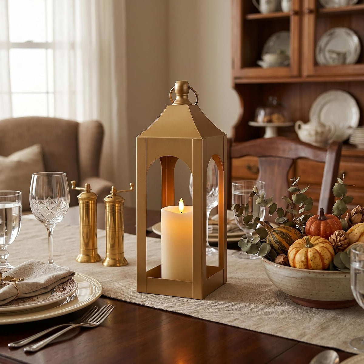 Modern Farmhouse Lantern Decor Metal Decorative Hanging Candle Lanterns | Ideal for Home Decor, Parties & Events, 15.1"