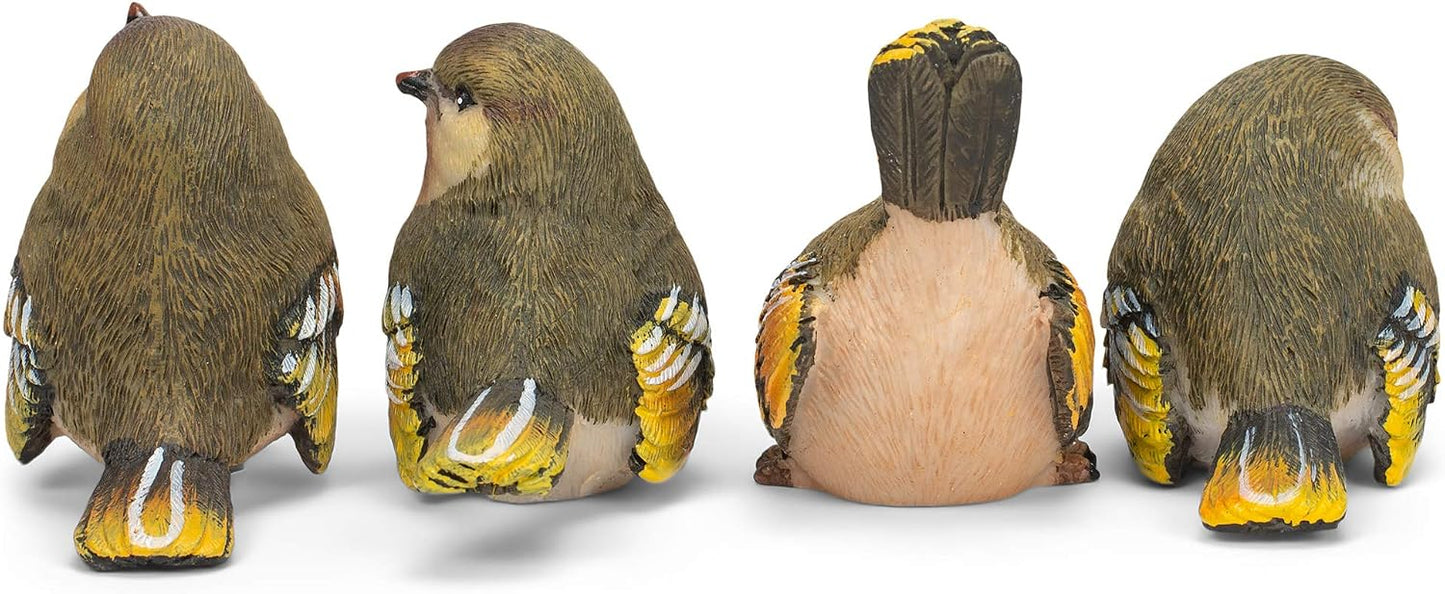 Striped Wing Bird Resin Decorative Tabletop Figurine / Sage Green / 2.5 x 2.25 / Set of 4