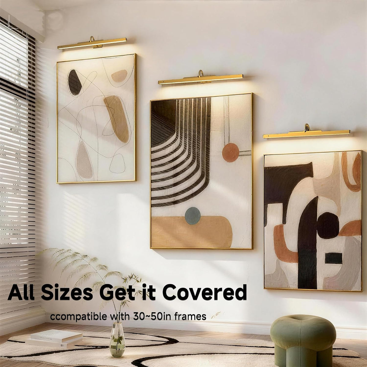Picture Lights for Wall Brass,6000mAh Battery Operated Art Frame Lighting,Cordless Wireless Remote Dimmable Wall Light