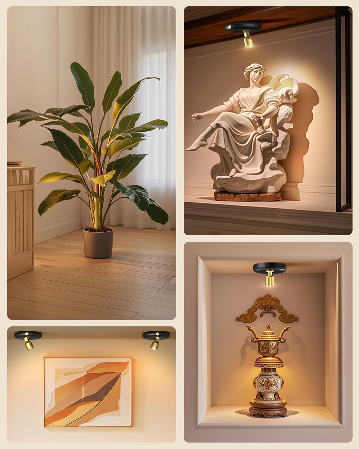 Rechargeable Battery LED Spotlight Indoor: Wireless Mini Art Accent Spot Lights with Timer Remote - Small Dimmable