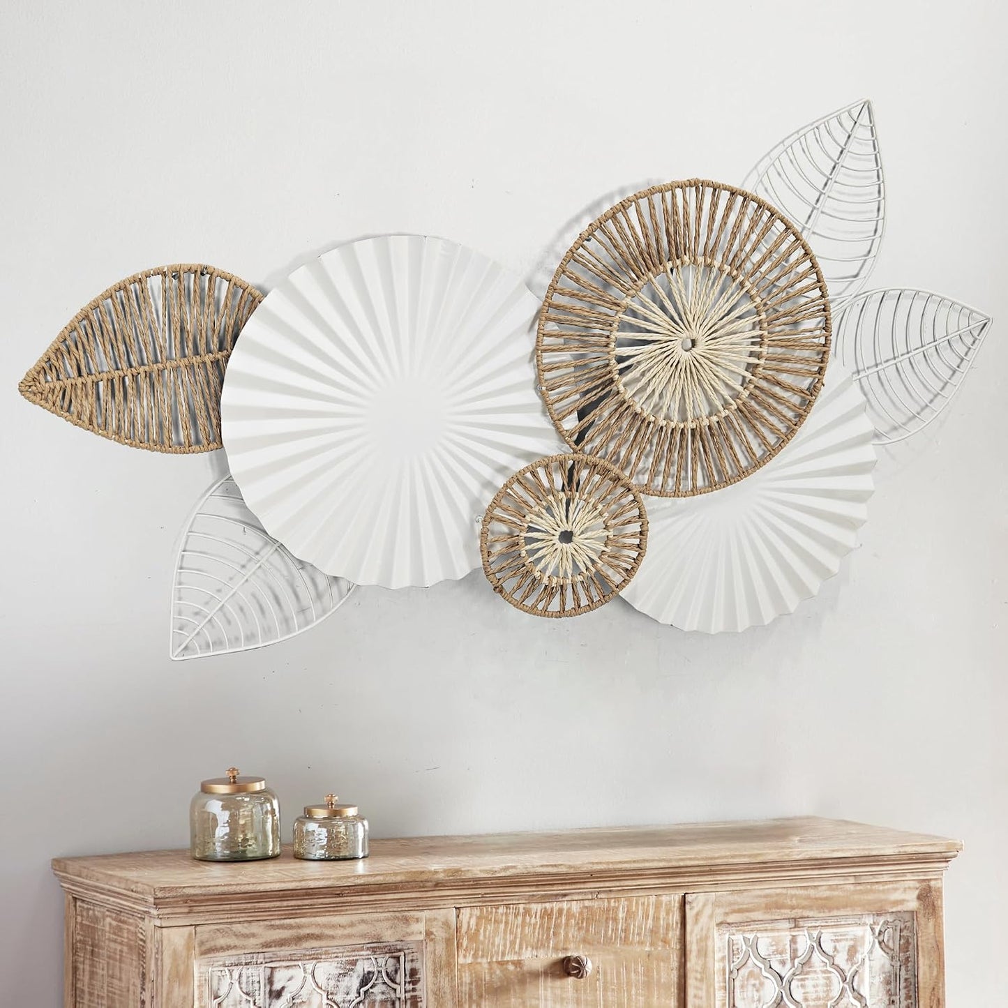 Boho Wall Decor / White Round Plate / 43 x 23