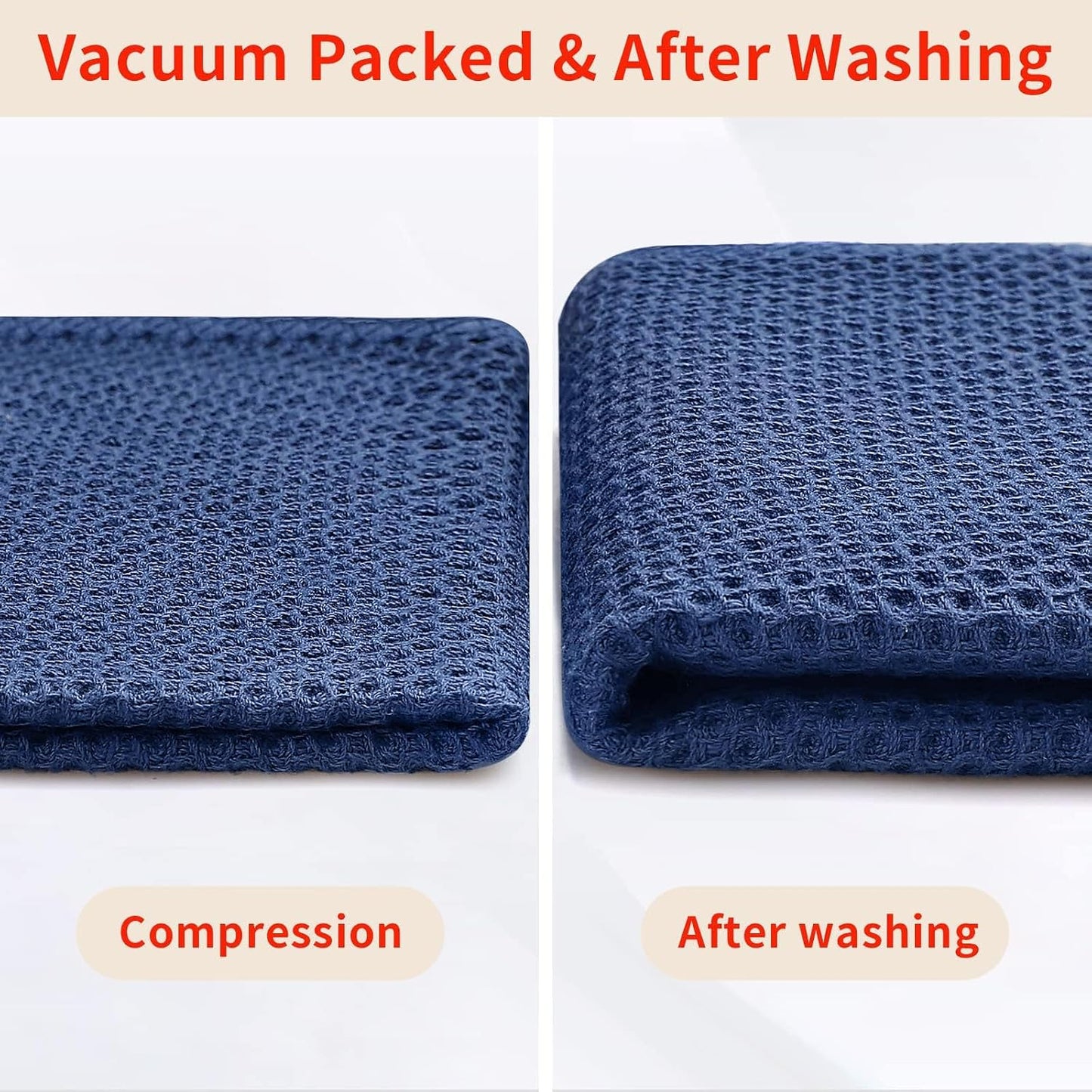 Homaxy 100% Cotton Waffle Weave Kitchen Dish Towels 12-Pack, Navy Blue | 13 x 28 Inches, Ultra Soft Absorbent Dish