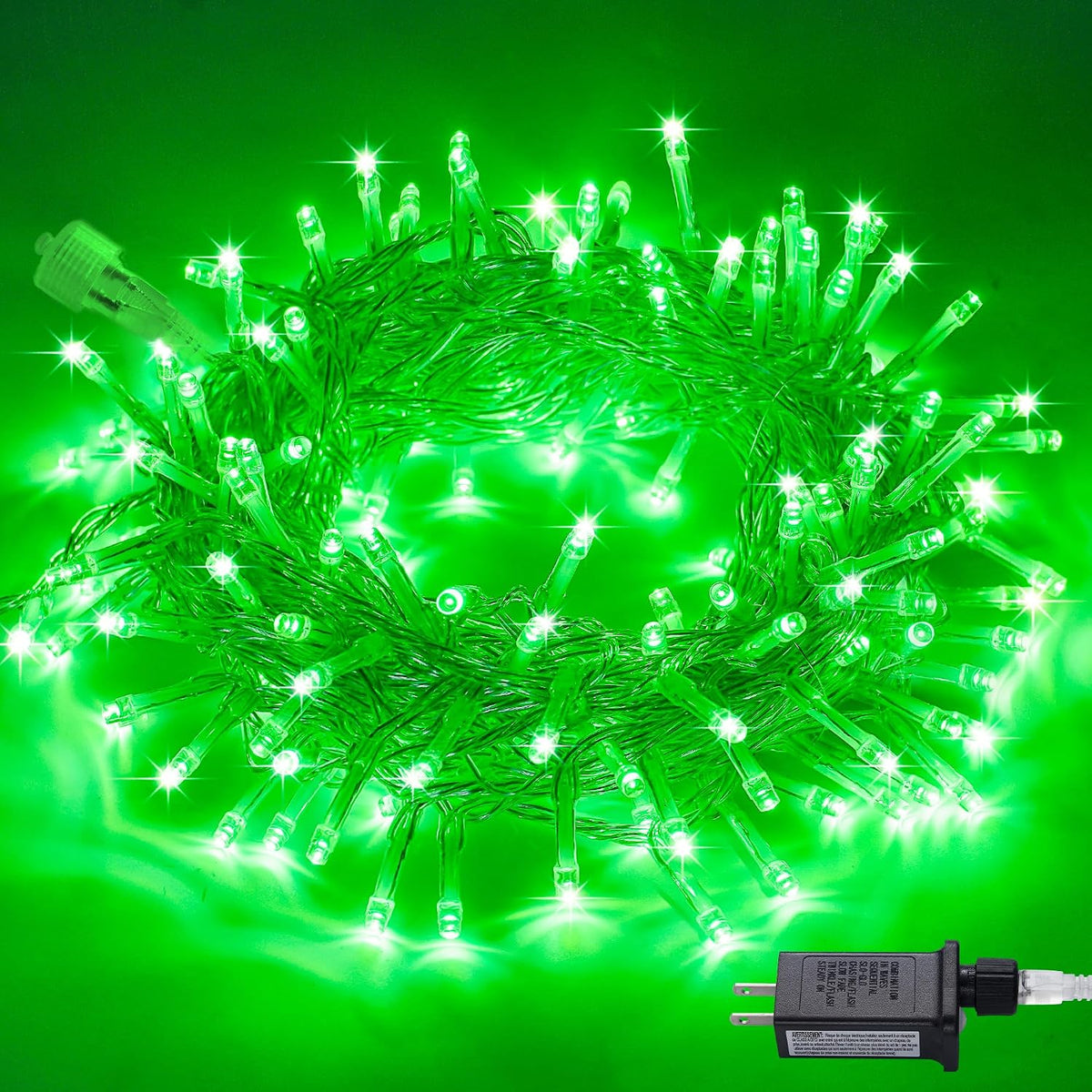 JMEXSUSS Connectable 100 LED Green Halloween Lights 8 Modes Grinch Lights