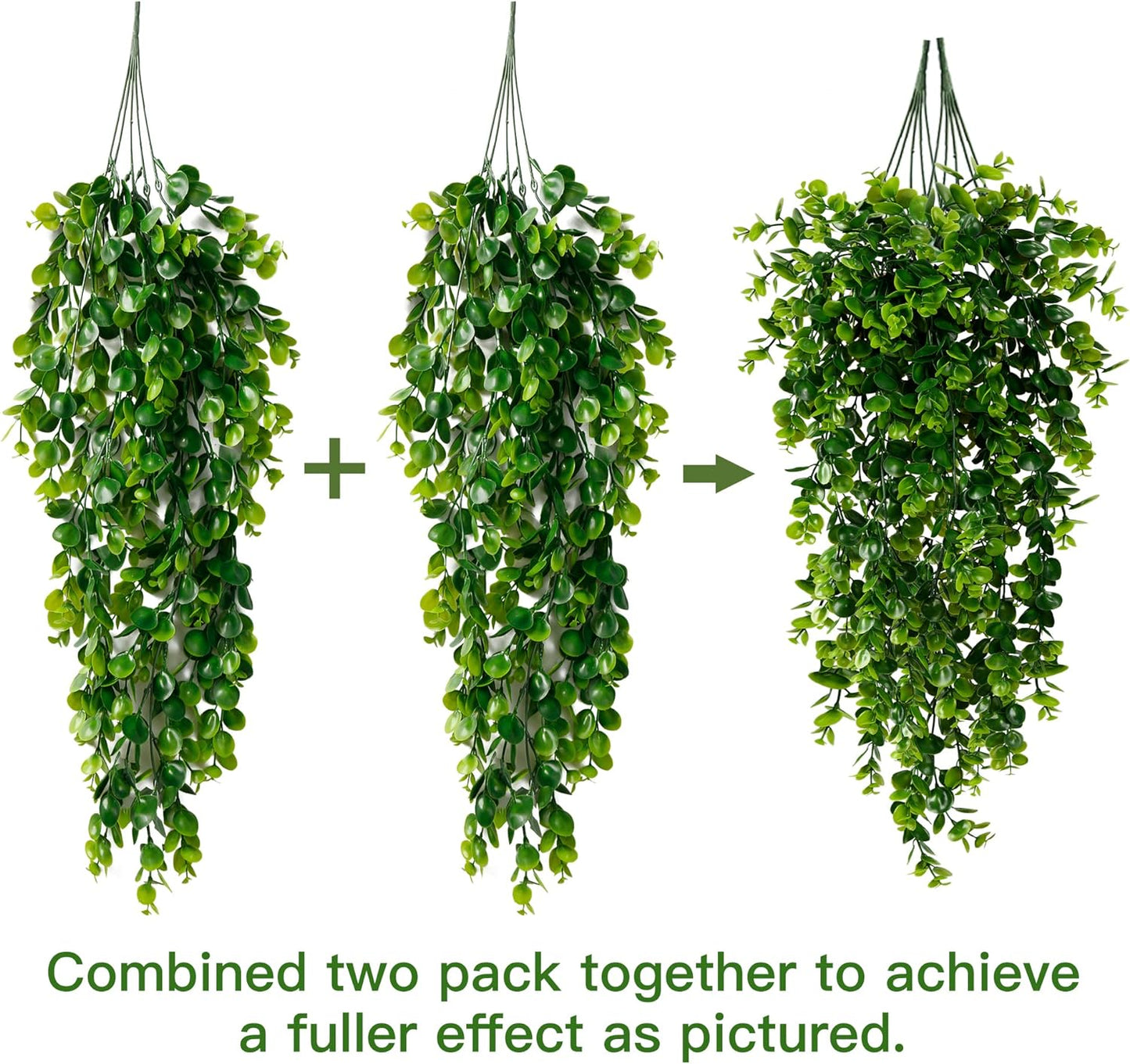 Artificial Hanging Plants Fake Hanging Plant Faux Hanging Eucalyptus Plants UV Resistant / Set of 4