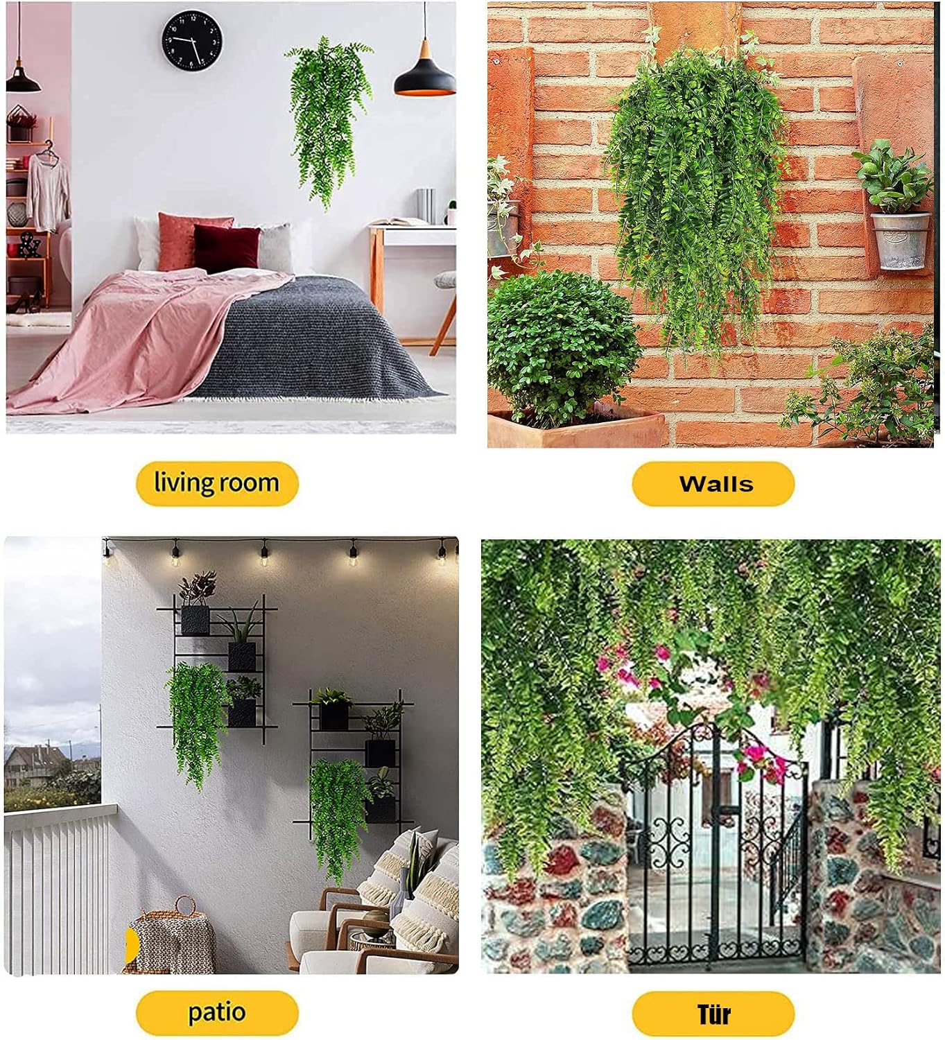 Artificial Hanging Plants Fake Hanging Plant Fake Plants Faux Fern Ivy Vines / Ferns / Set of 4