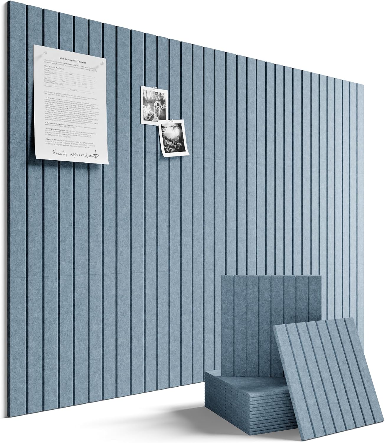Fluxynara 48" x 36" Large Felt Bulletin Board, Dusty Blue