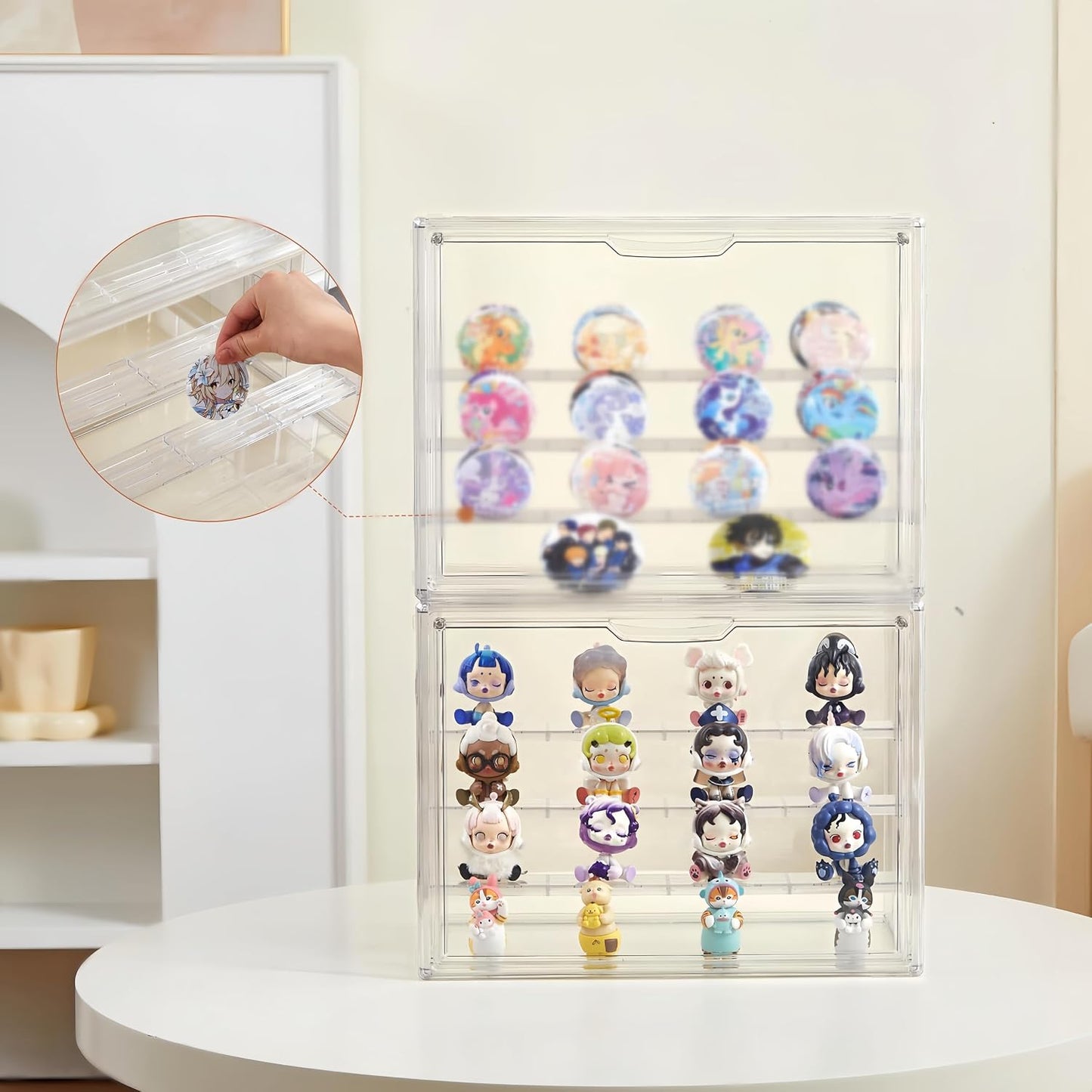 Acrylic Display Case for Figures 4 Layer Figure Display Shelf / 2-pack / Clear / Set of 2