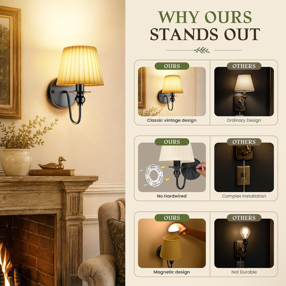 6000mAh Battery Operated Wall Sconces Set of 2, Black, 10.6 Inch | Dimmable, 15 RGB, Renter Friendly, Rechargeable