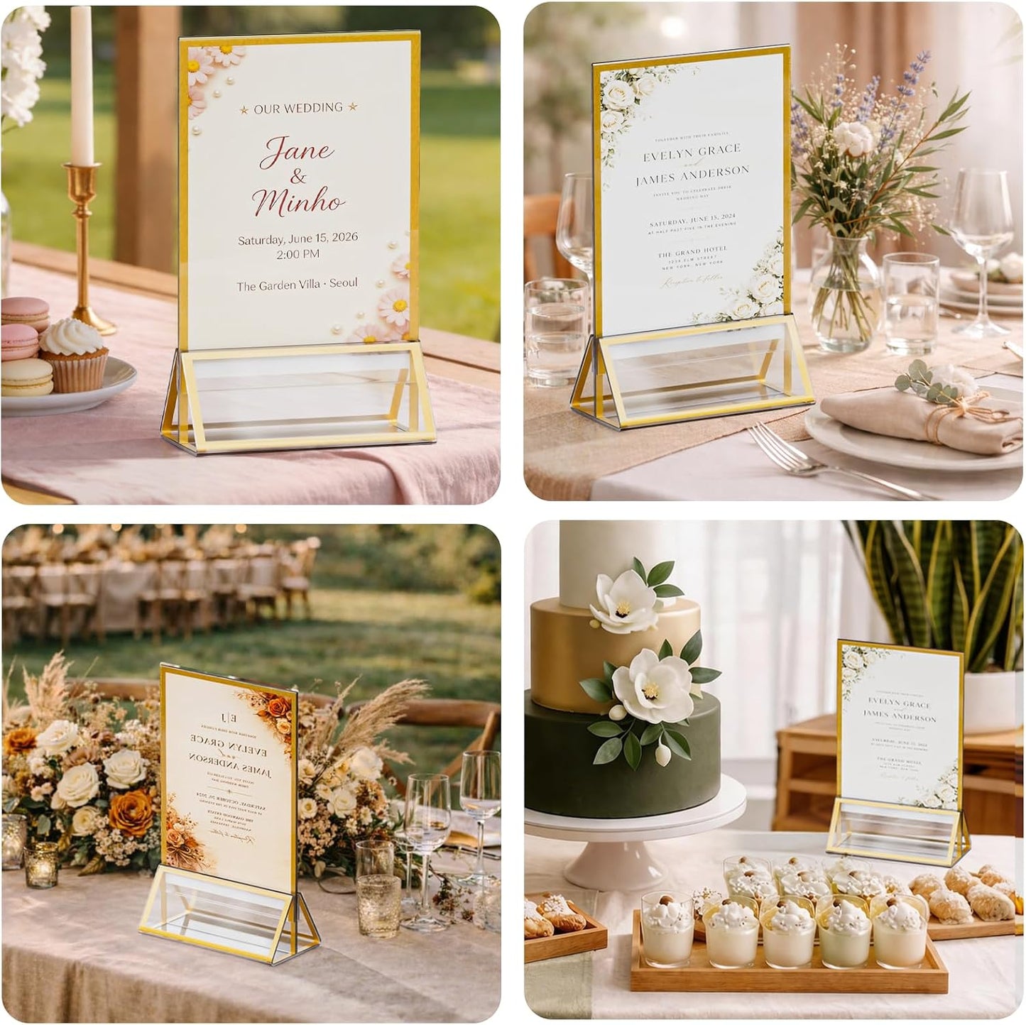 Acrylic Sign Holder / Gold / 4 x 6 / Set of 12