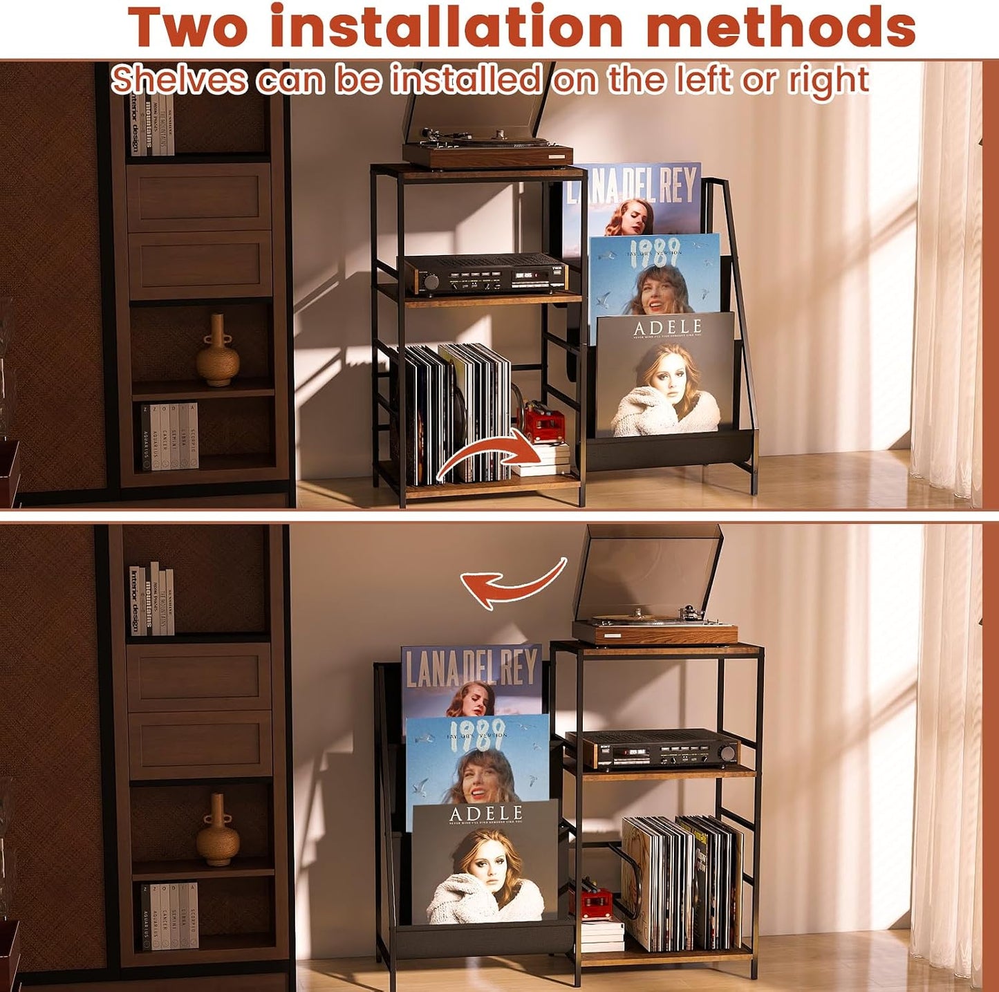 Record Player Stand With Vinyl Storage, 3-Tier Turntable Record Stand Holder, Vinyl Records Storage Shelf Holds Up to