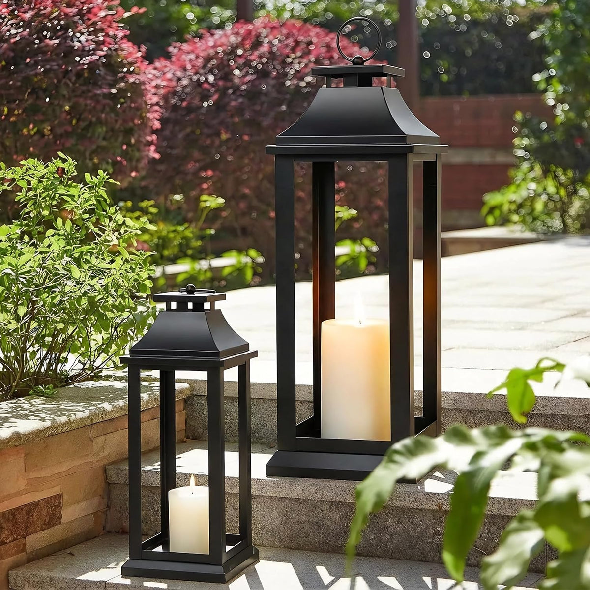 Modern Farmhouse Black Lantern Candle Holder – 18” Hanging Decorative Lantern for Indoor & Outdoor Home Décor – Ideal