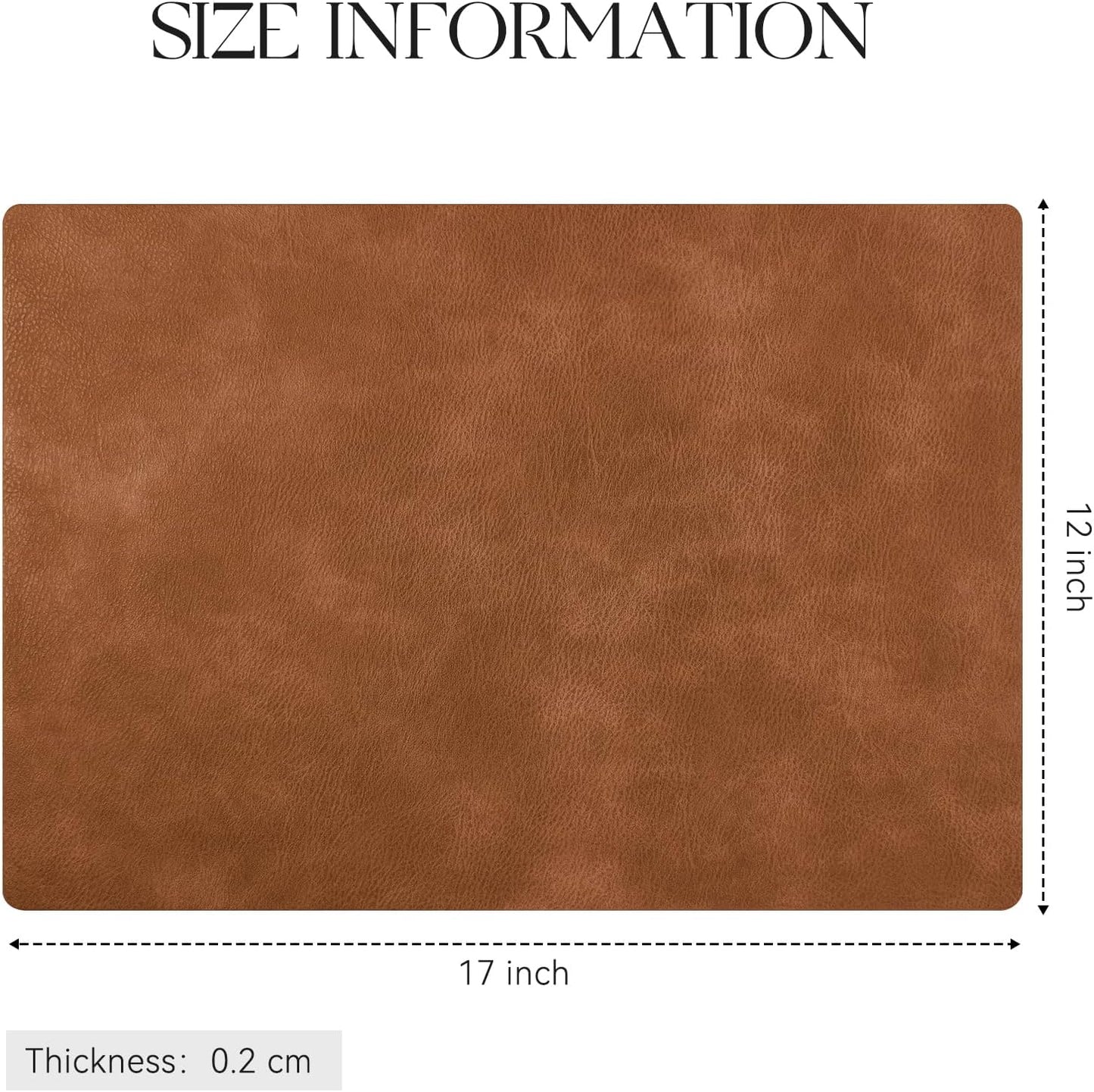 MOSAYT Vinyl Placemats Set of 12-12 X 17 Inch - Faux Leather 100% Waterproof Oil-Proof Wipeable PU Place Mats, Heat