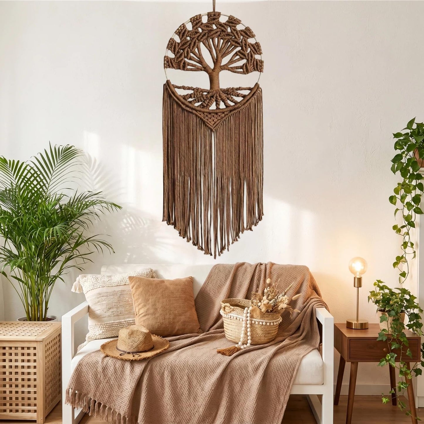 Boho Handmade Woven Tapestry / Brown
