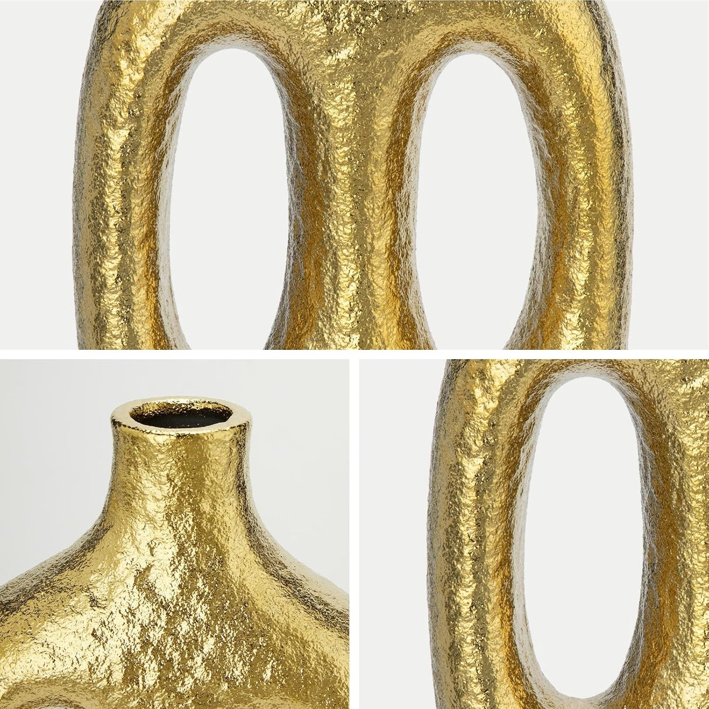 Modern Ceramic Vase Vases for Centerpieces Shelf Entryway Coffee / Double Hole / Gold / 9.4 Inch
