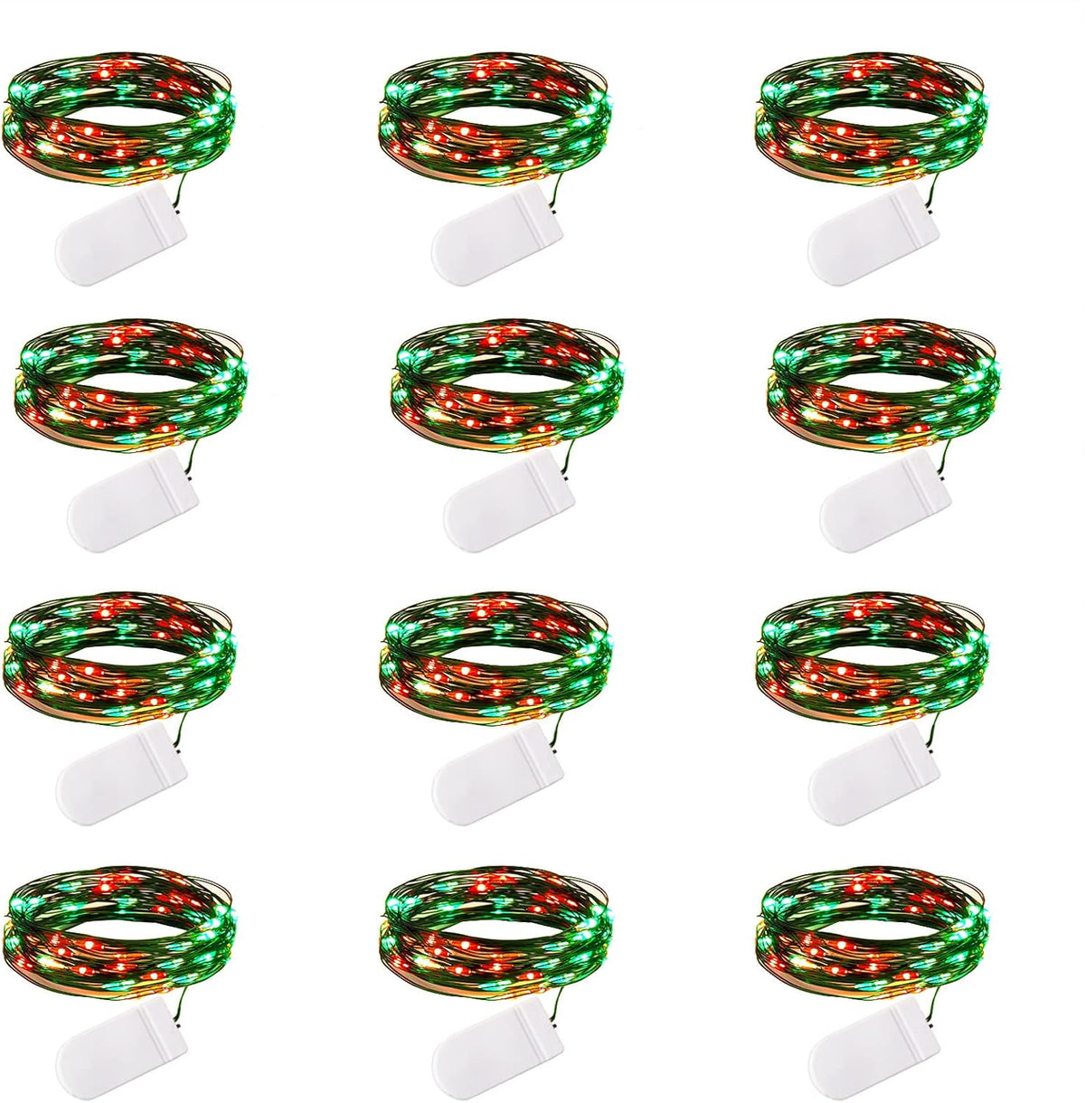 Brightown 12 Pack Christmas Red Green Fairy Lights Battery Operated