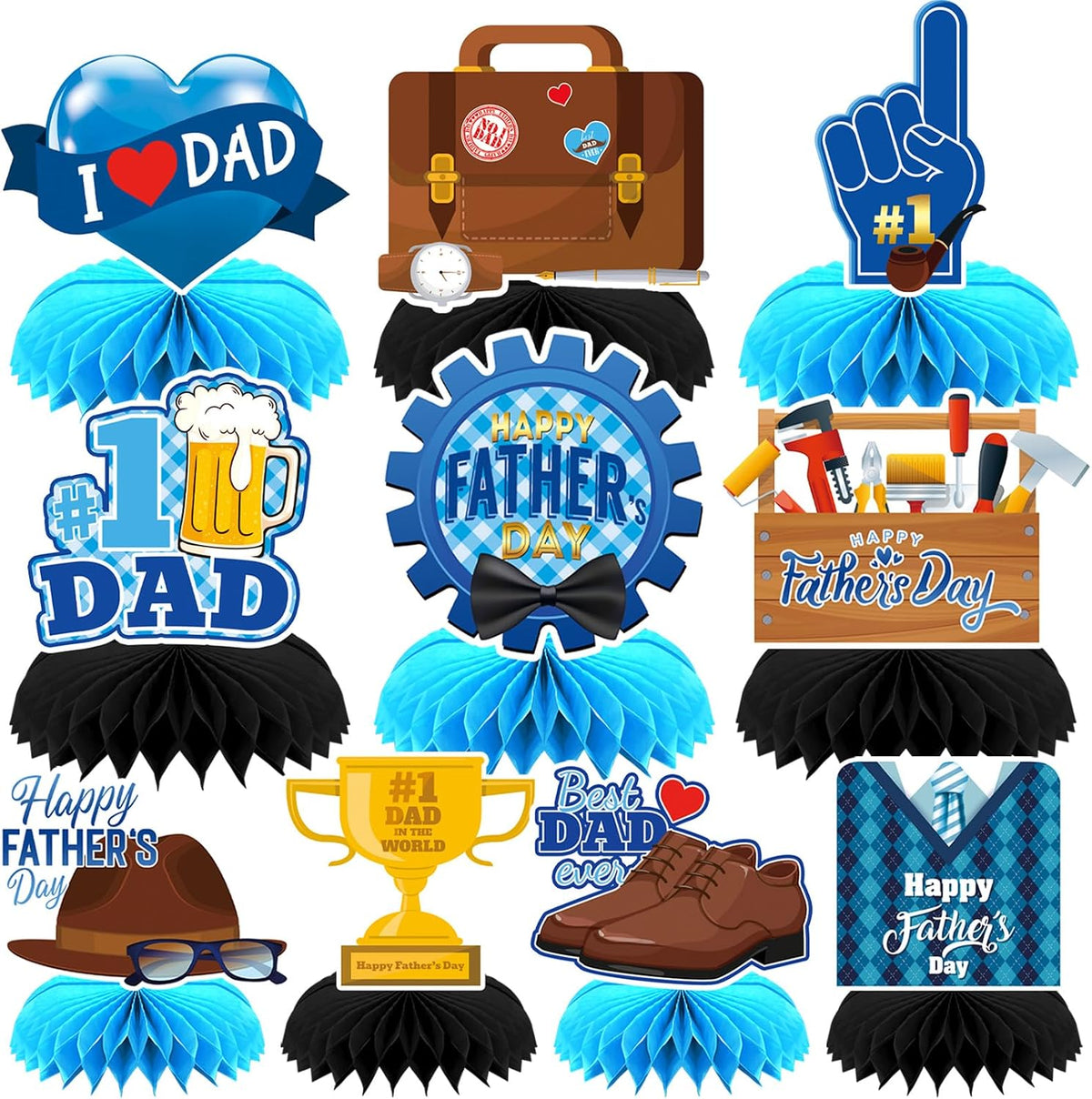 10Pcs Father's Day Honeycomb Centerpieces Table Decorations