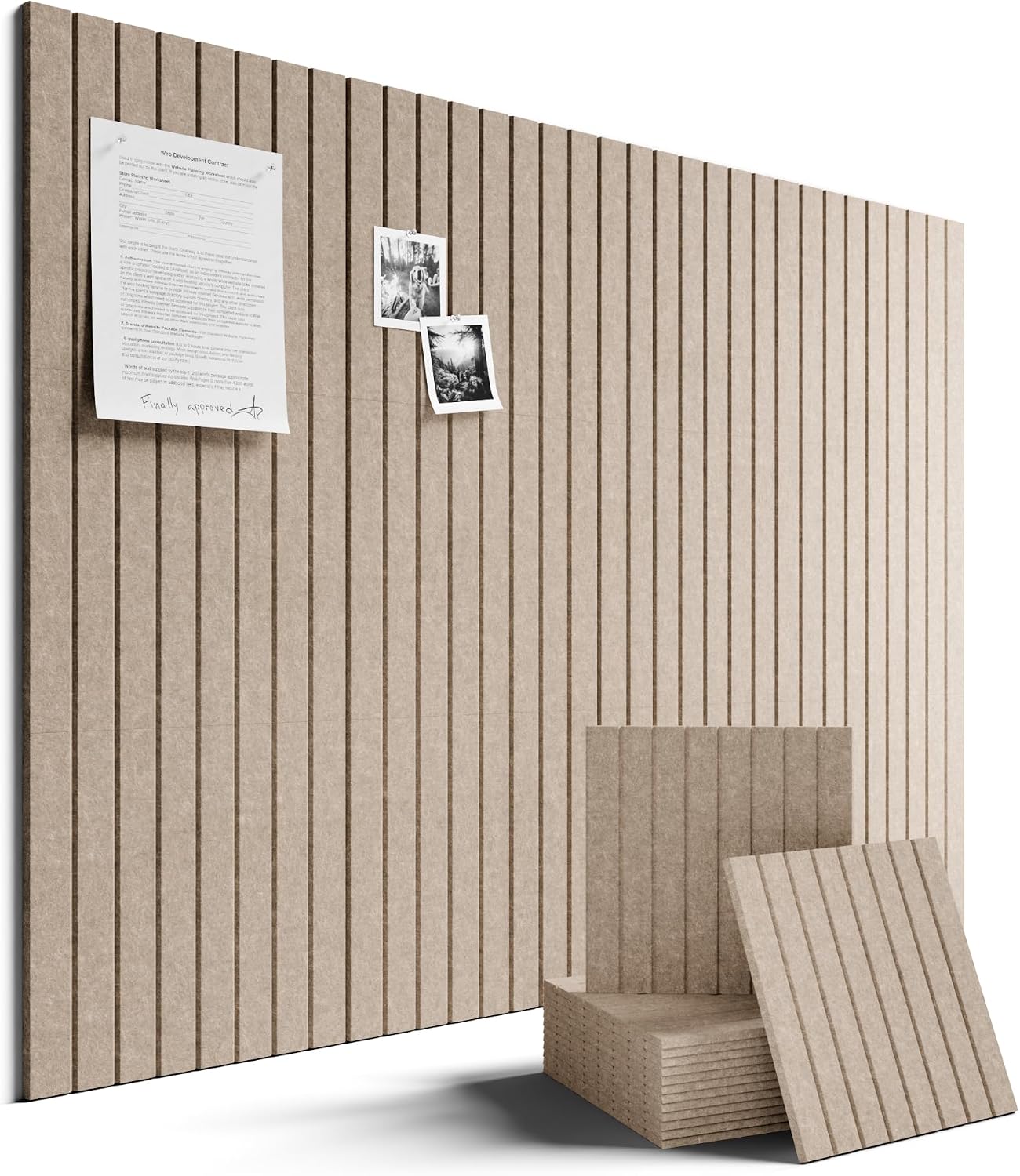 Fluxynara 48" x 36" Large Felt Bulletin Board, Taupe