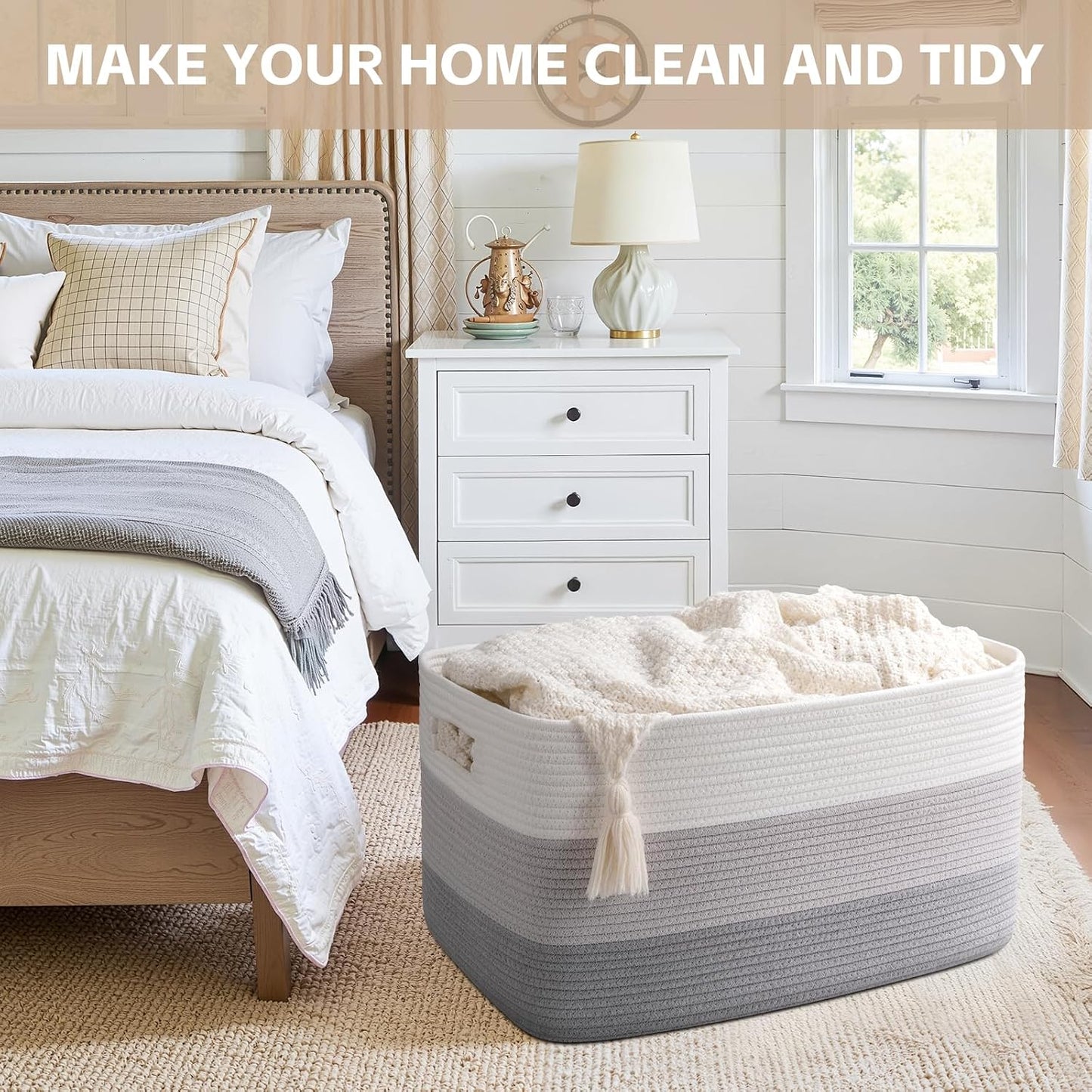 Rectangle Woven Baskets / Gradient Grey / 22 x 17 x 12