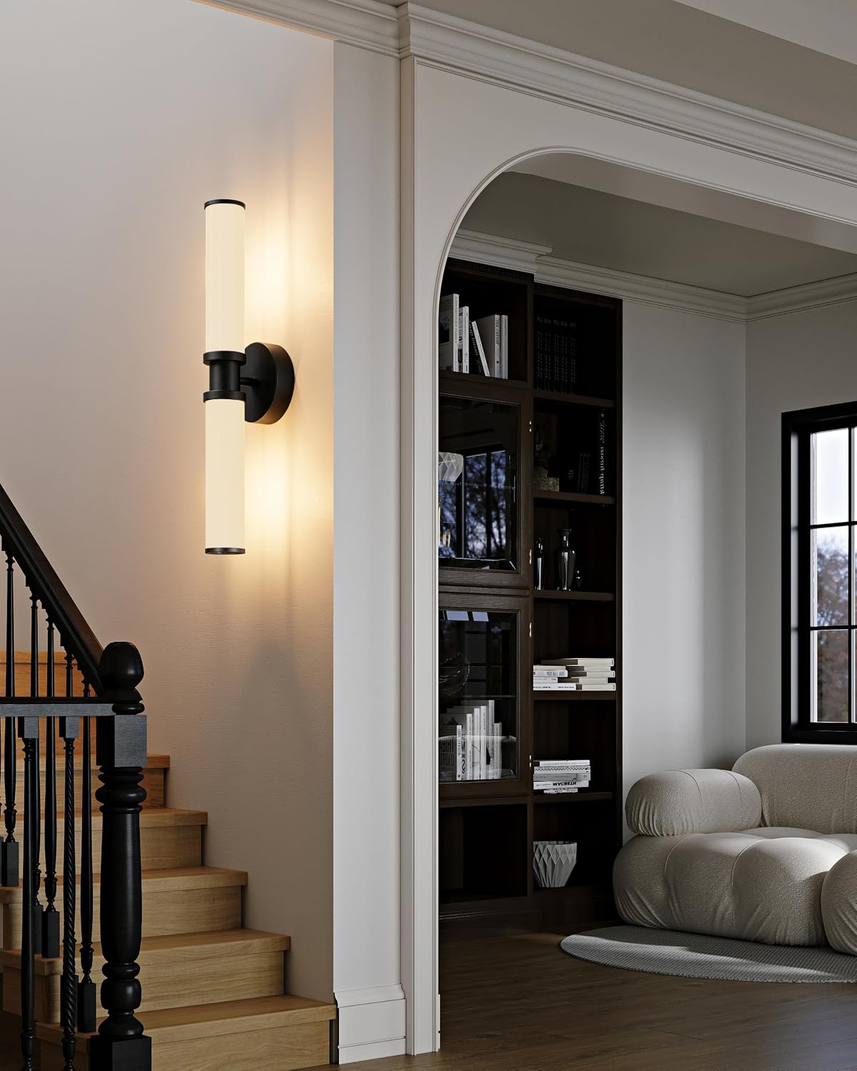 Rayogale Black Rechargeable Battery Operated Wall Sconces with Remote | White Glass Wireless Wall Lights Set of 2 with