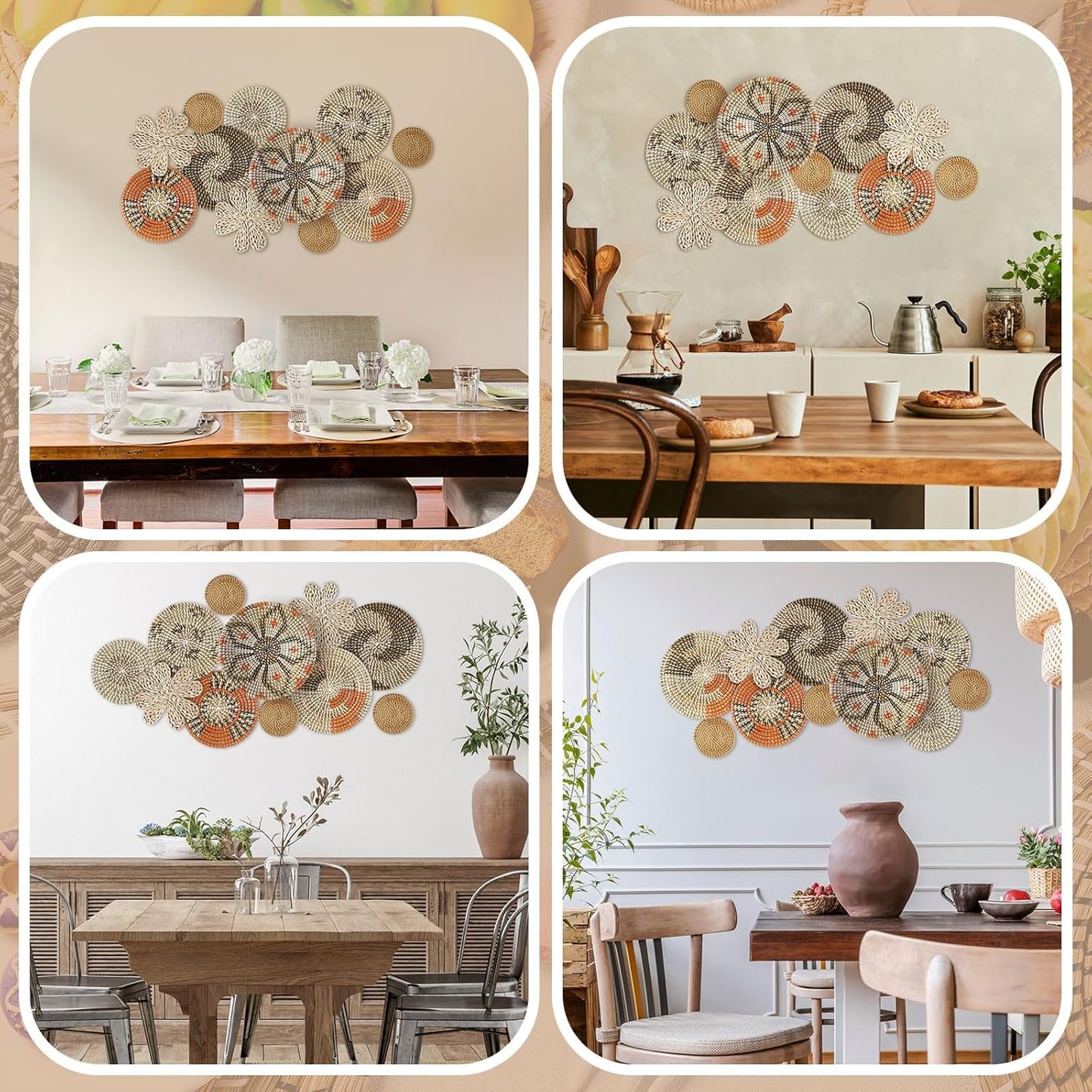 Boho Hanging Wall Basket Decor Handmade Woven Basket Wall Decorative Boho Wicker / Cute / Set of 11