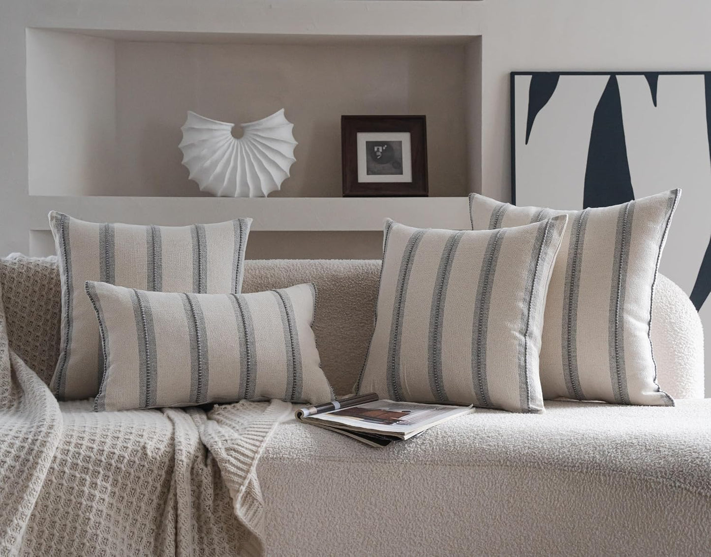 Boho Throw Pillow Covers / Grey / 18 x 18 / Set of 2