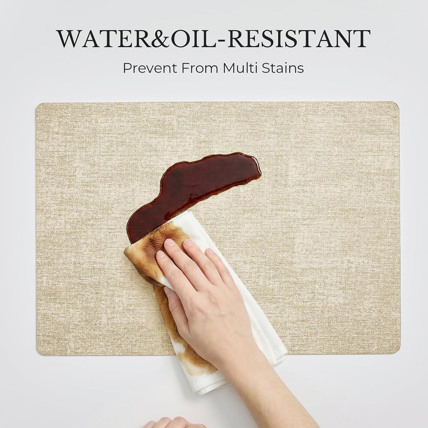 Romanstile Vinyl Placemats Set of 8, Reversible Faux Leather Heat Resistant Wipeable Table Mats, Waterproof Washable
