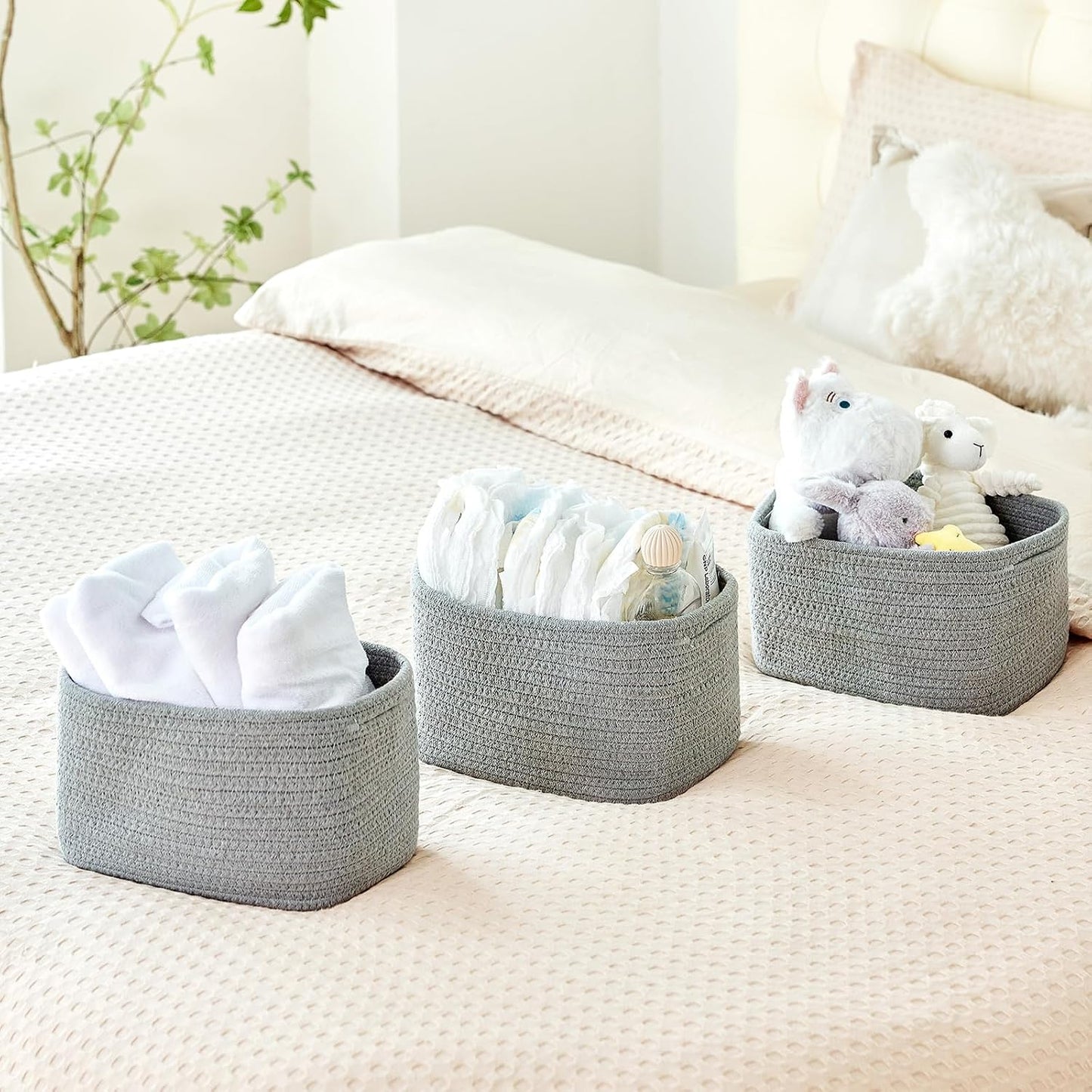 Bathroom Storage Basket / Grey / 10.6 x 6.7 x 6.7
