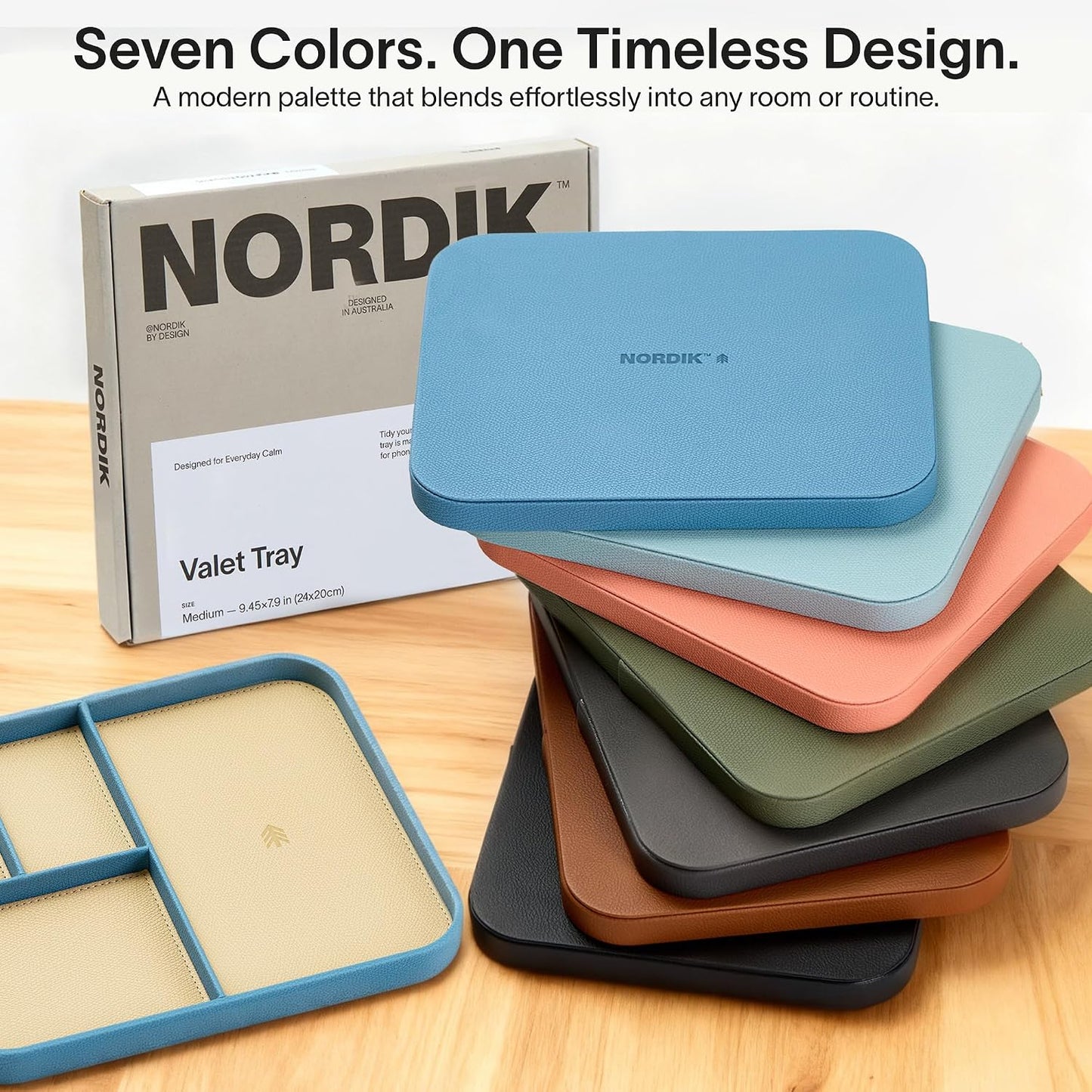 Nordik Leather Valet Tray / Nordik Blue / 9.5 x 7.9