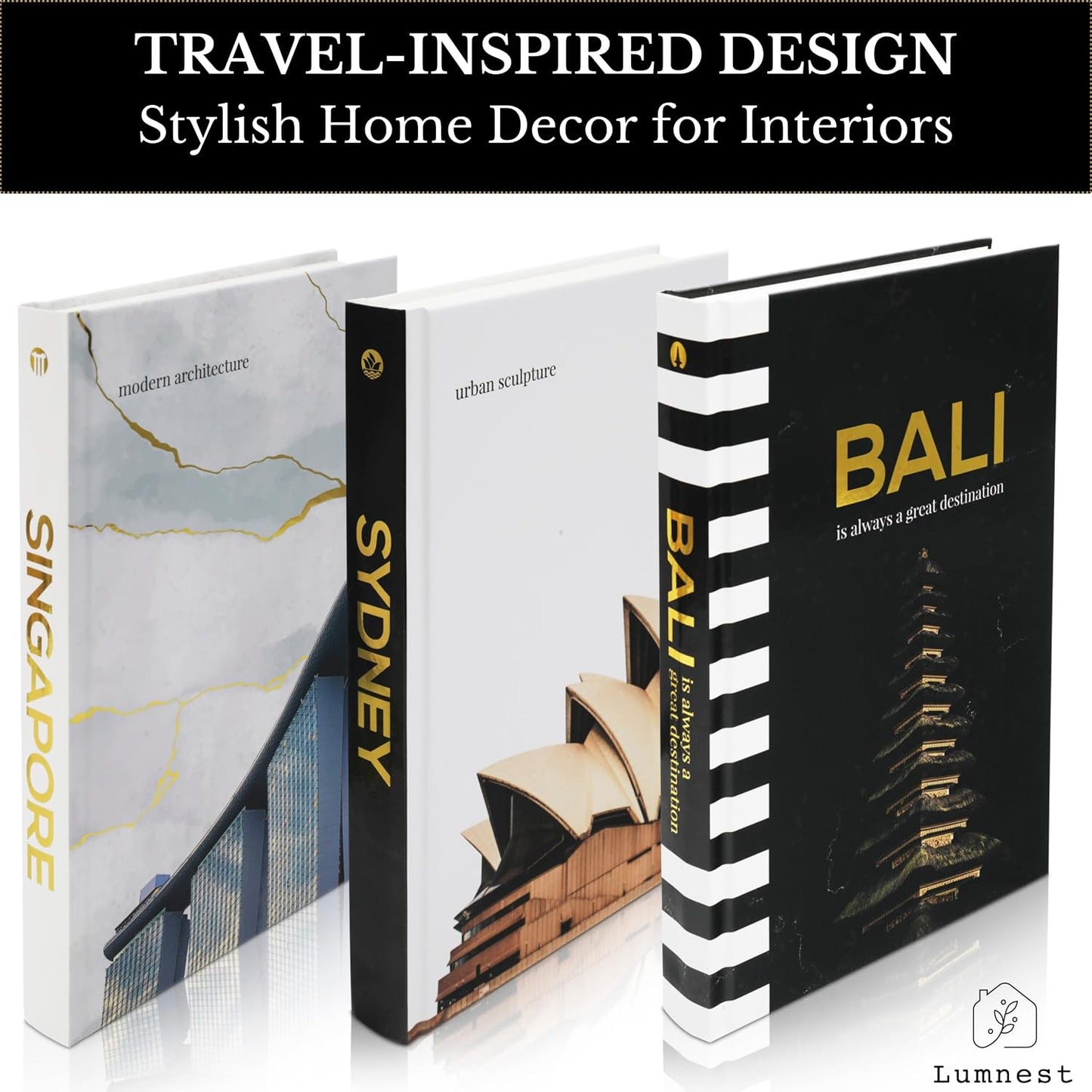 Decorative Books / Gold Foiled Decor Books / Black