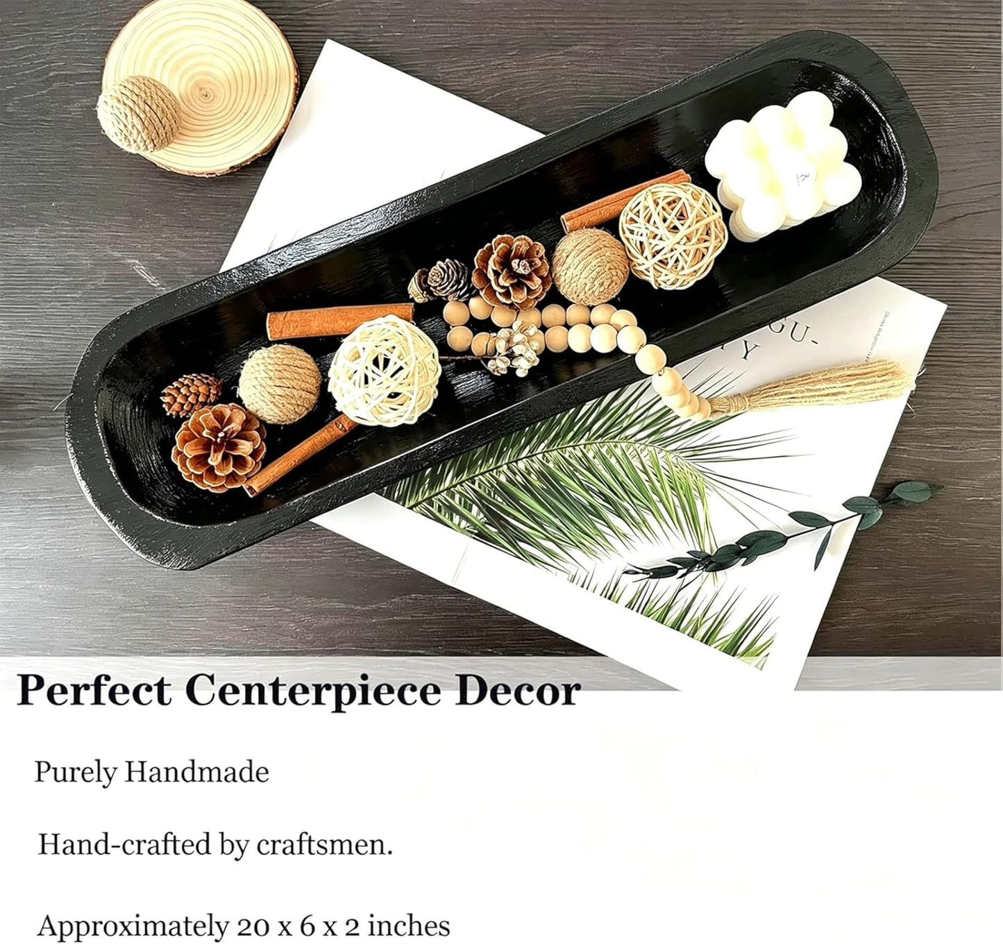 Wooden Dough Bowl Decor / 20inch Black