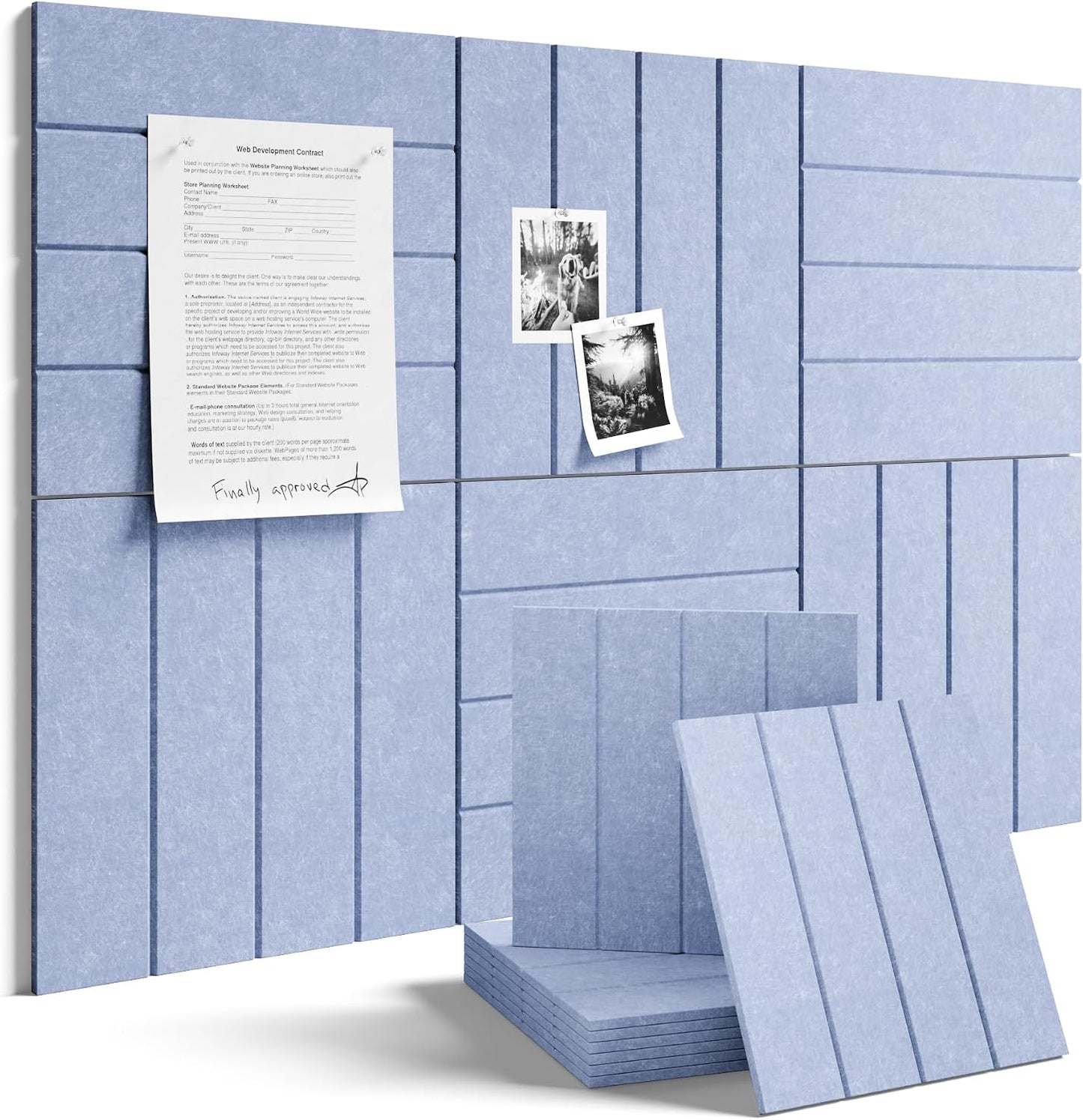 Fluxynara 36" x 24" Large Felt Bulletin Board, Soft Periwinkle