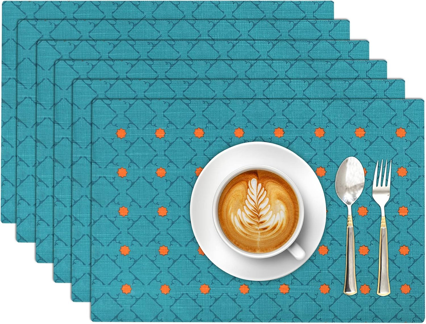 Ruvanti Placemats Set of 6, 100% Cotton Place Mats of 13"x19" – Combo | Heat, Stain resistant, Washable, Non-Slip