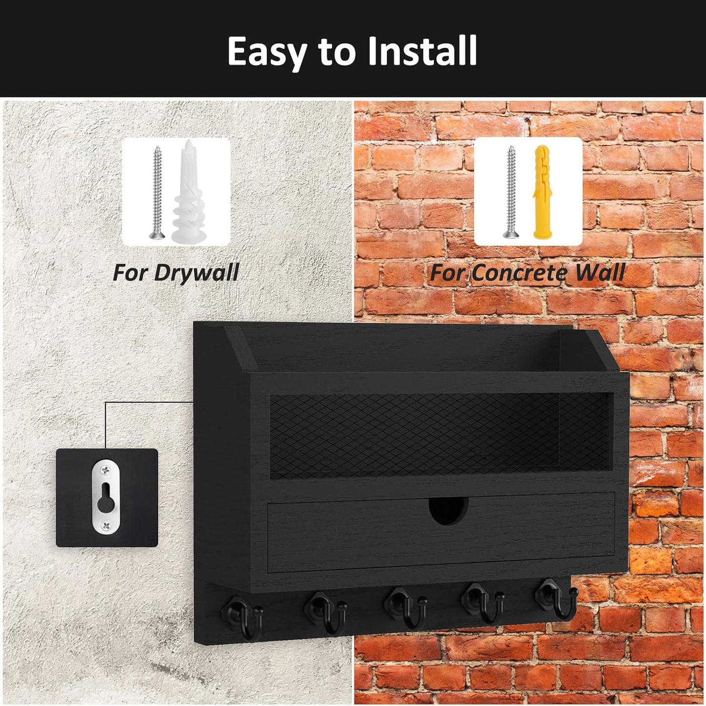 Key Organizer / Key and Mail Holder / Black
