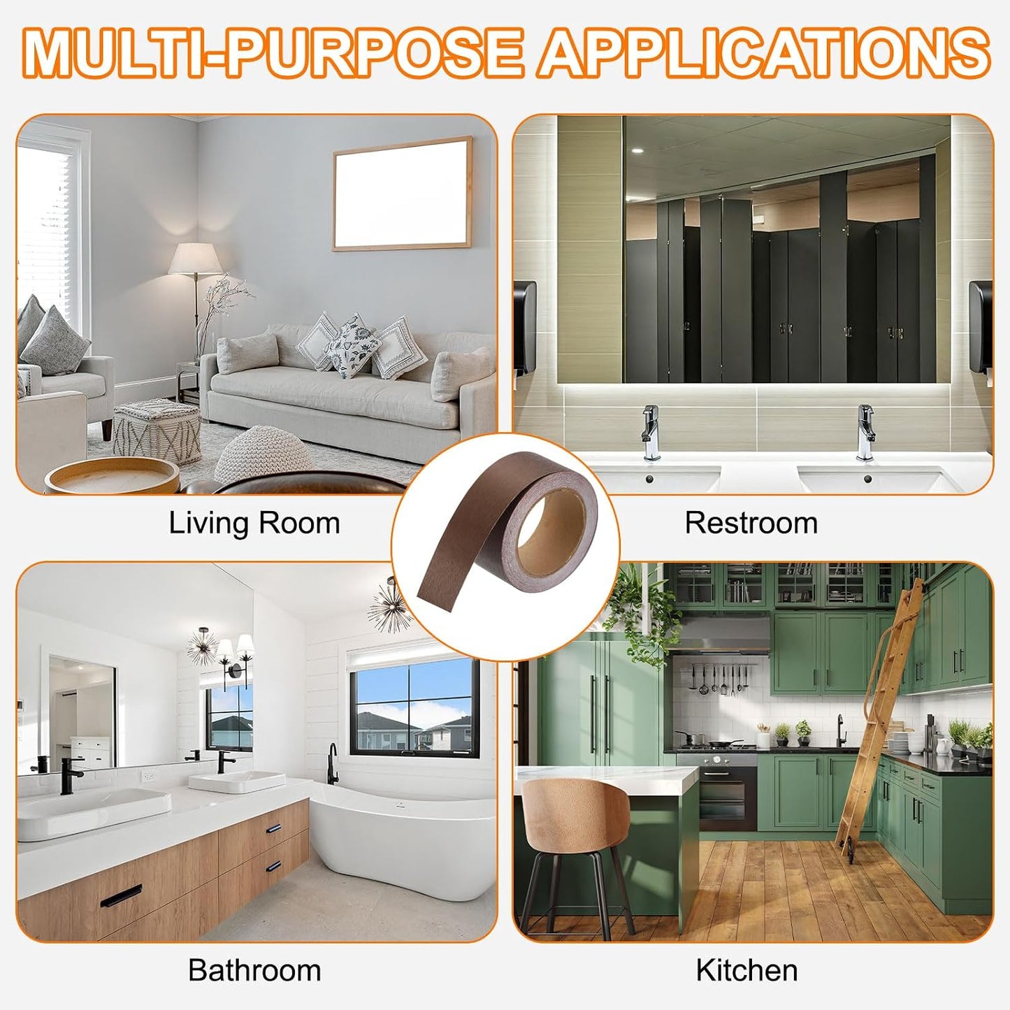 Mirror Border Peel and Stick Wood Grain Tape ft PVC Self-Adhesive / Bronze Gold / 2 x 39 / FT