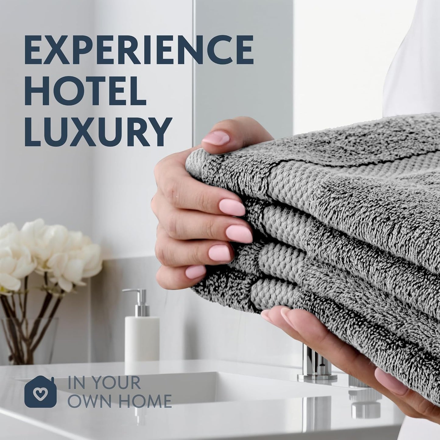 White Classic Luxury Dolphin Gray Hand Towels - Soft 100% Turkish Cotton | Highly Absorbent Hotel spa Bathroom Towel