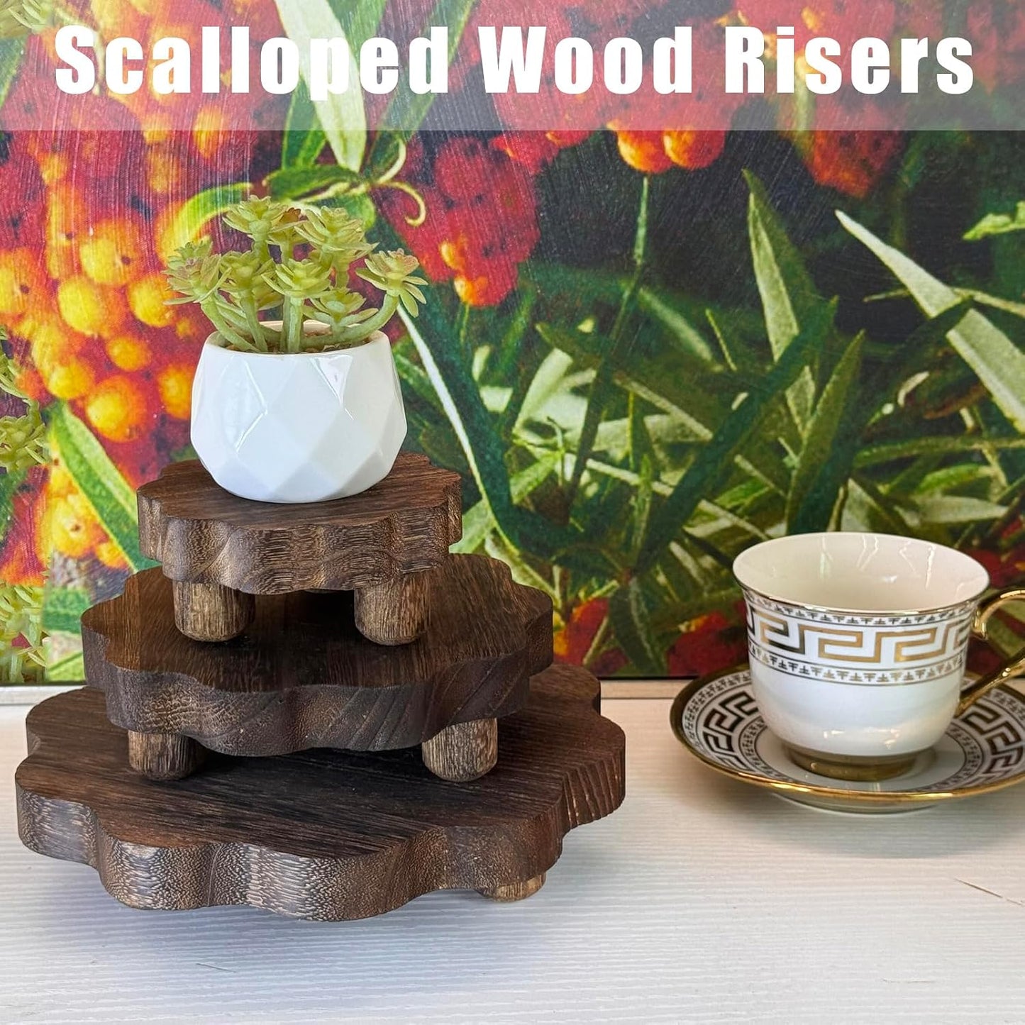 Mini Wooden Stands / Dark Brown / 7.87/5.9/4 Inch / Set of 3